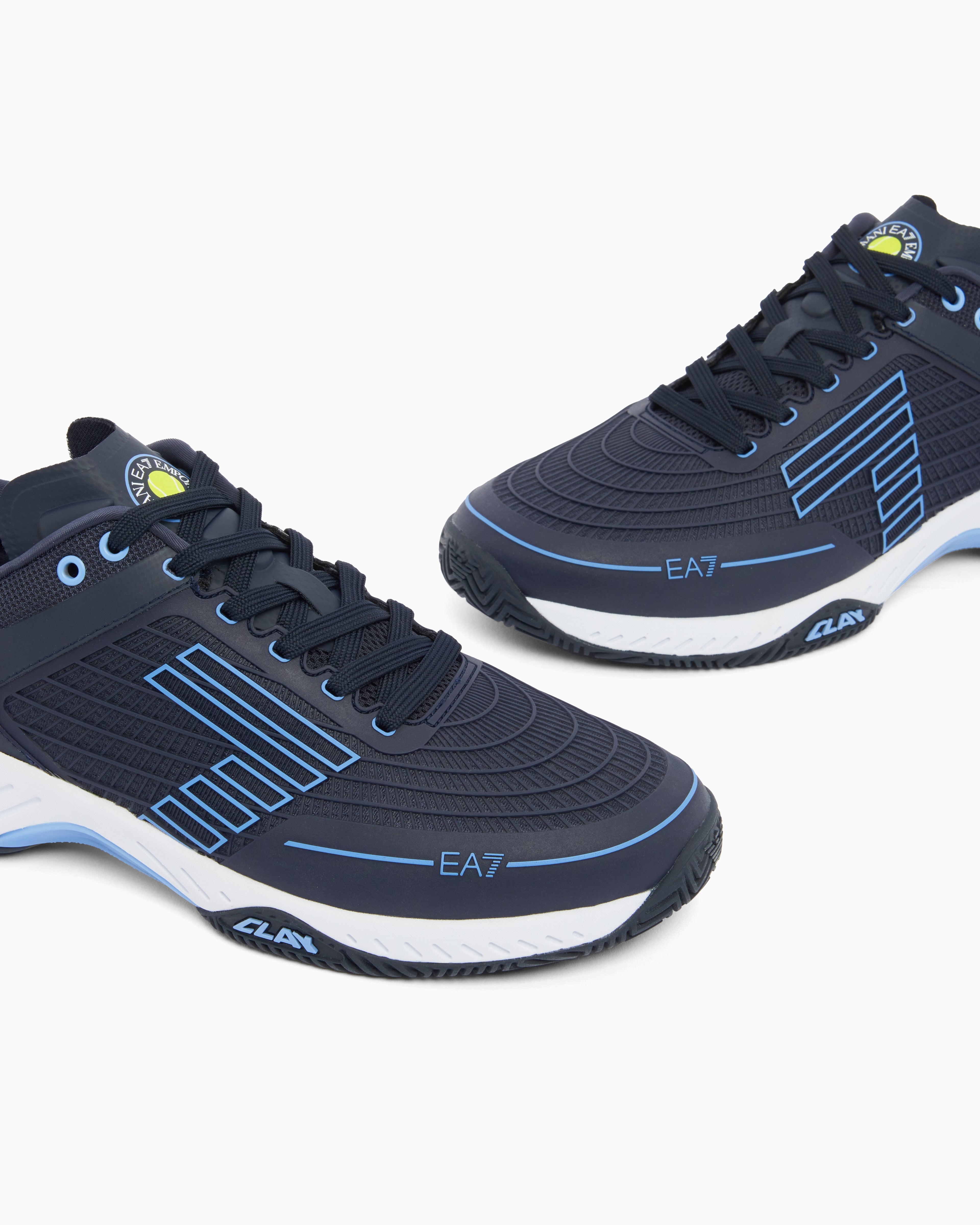 Ea7 Tennis Sneaker In Fabric With Rubber Sole New Tennis Clay Light Blue
