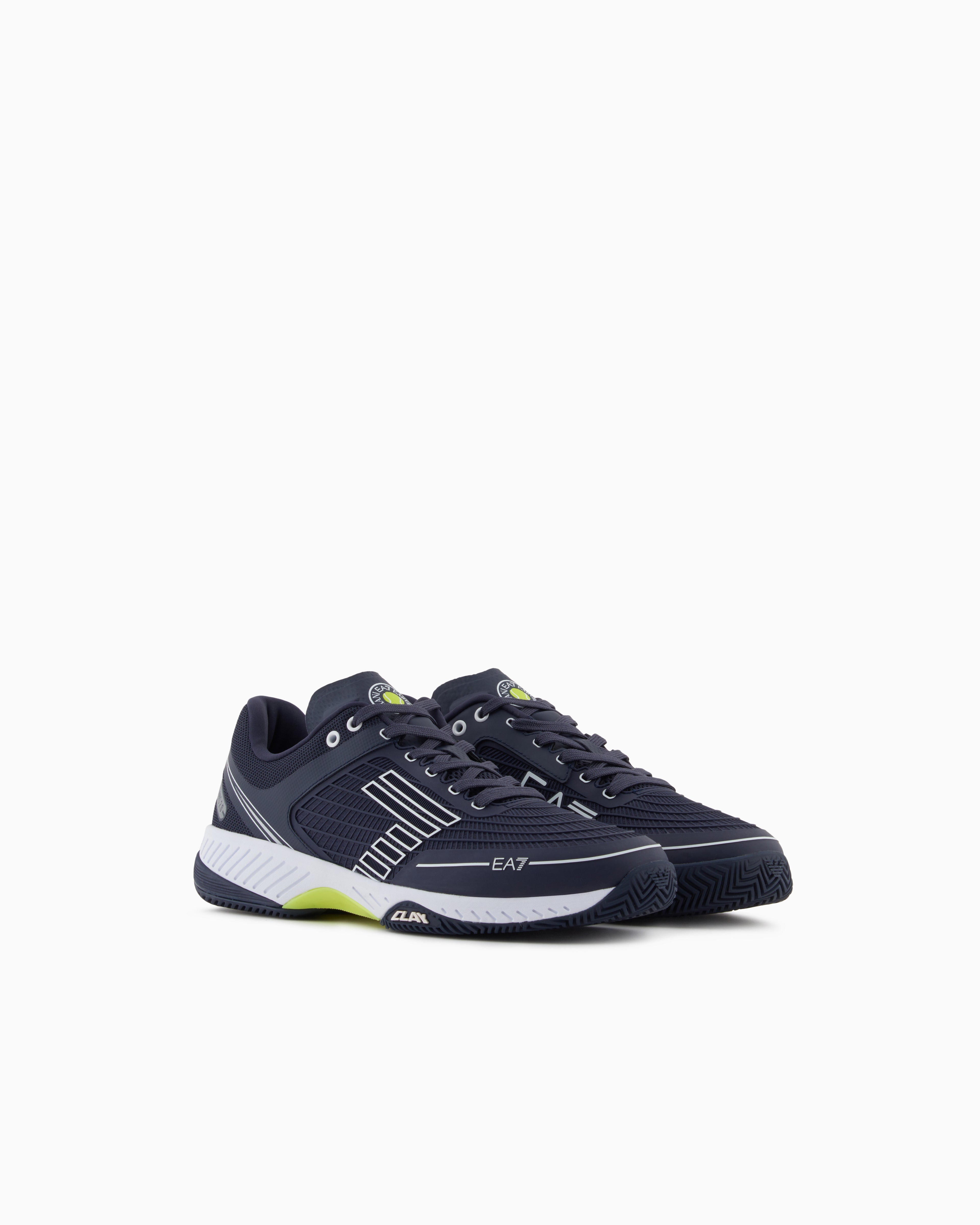Ea7 Tennis Sneaker In Fabric With Rubber Sole New Tennis Clay Blue