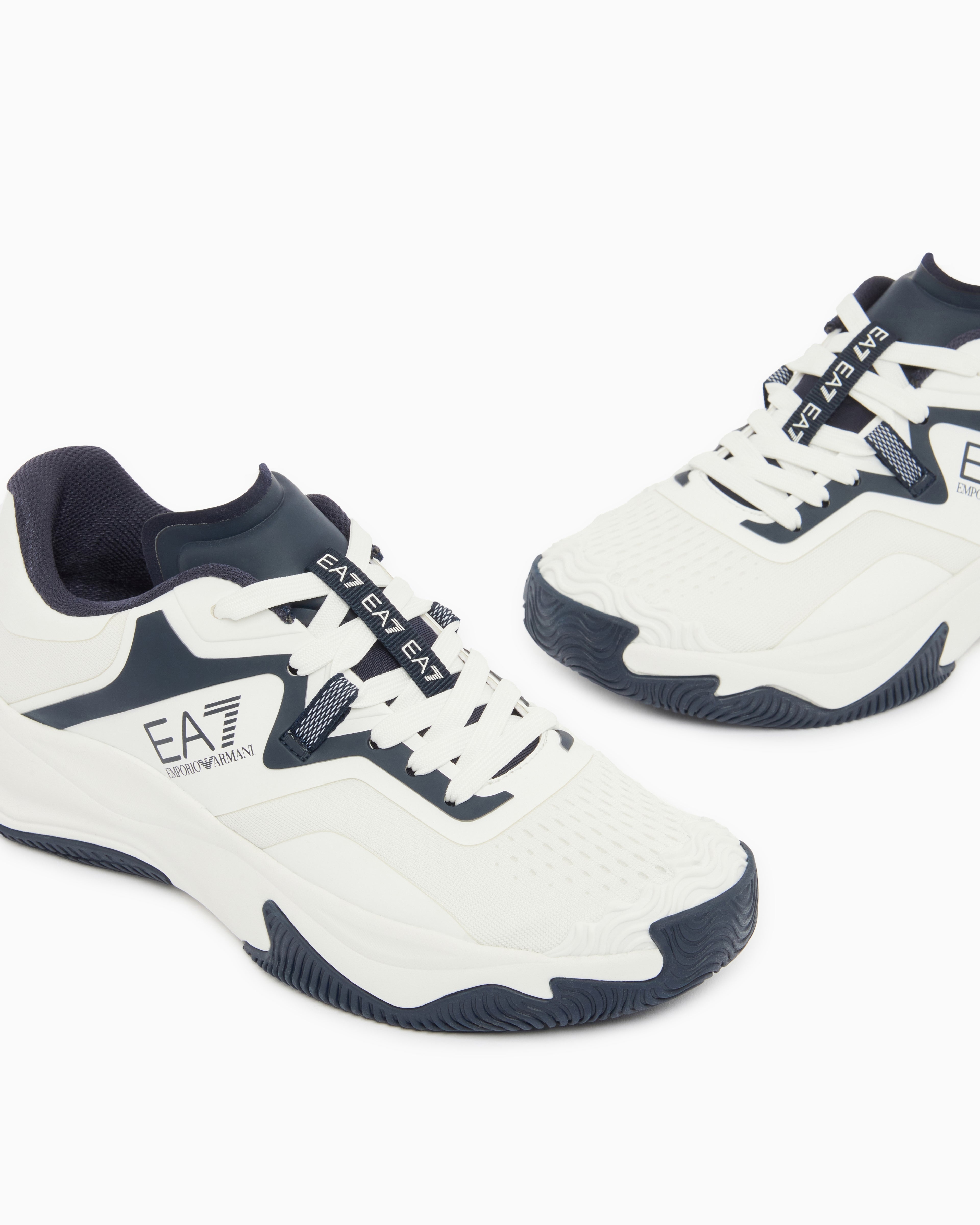Ea7 Running Sneaker With A Breathable Mesh Upper New Padel White