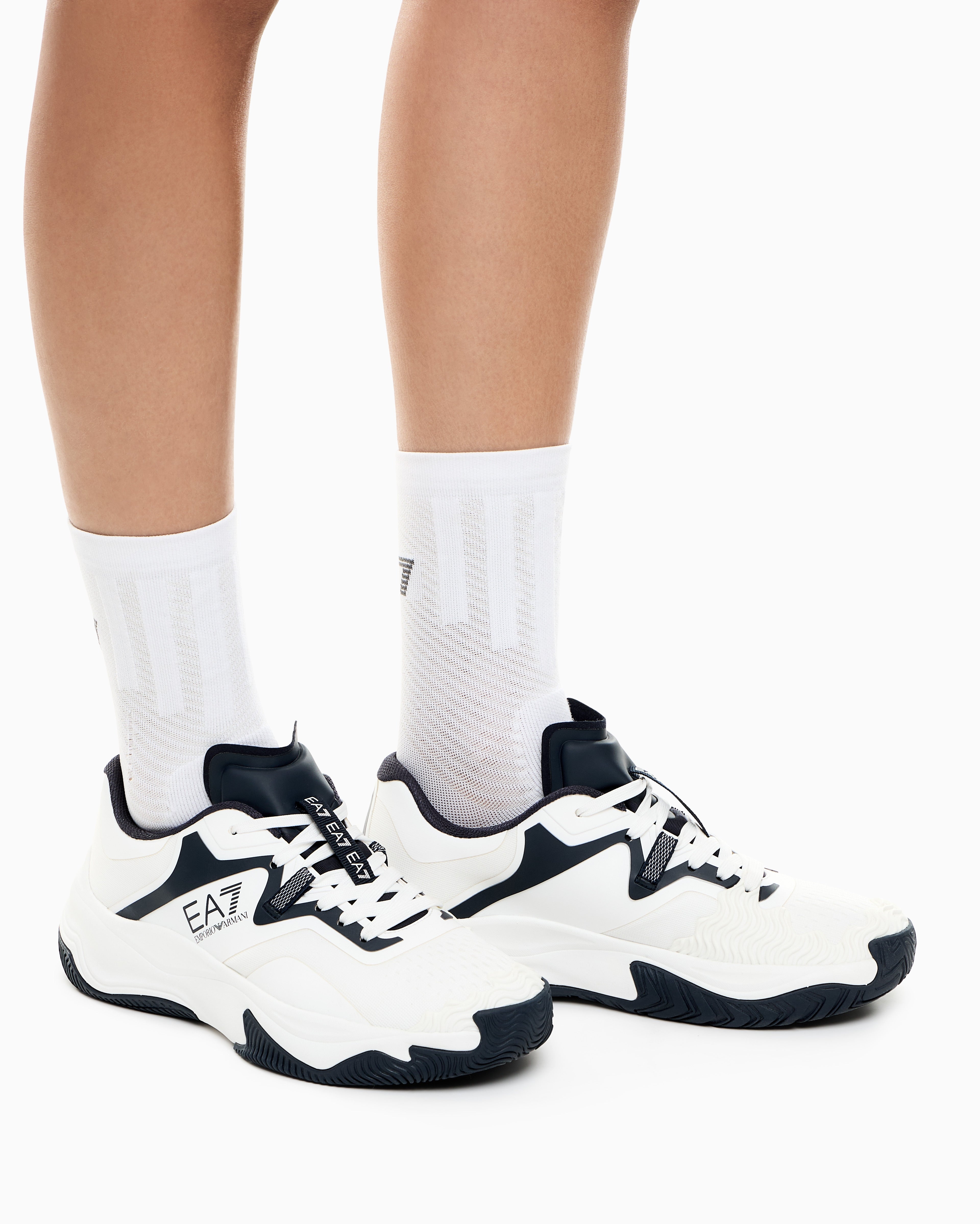 Ea7 Running Sneaker With A Breathable Mesh Upper New Padel White