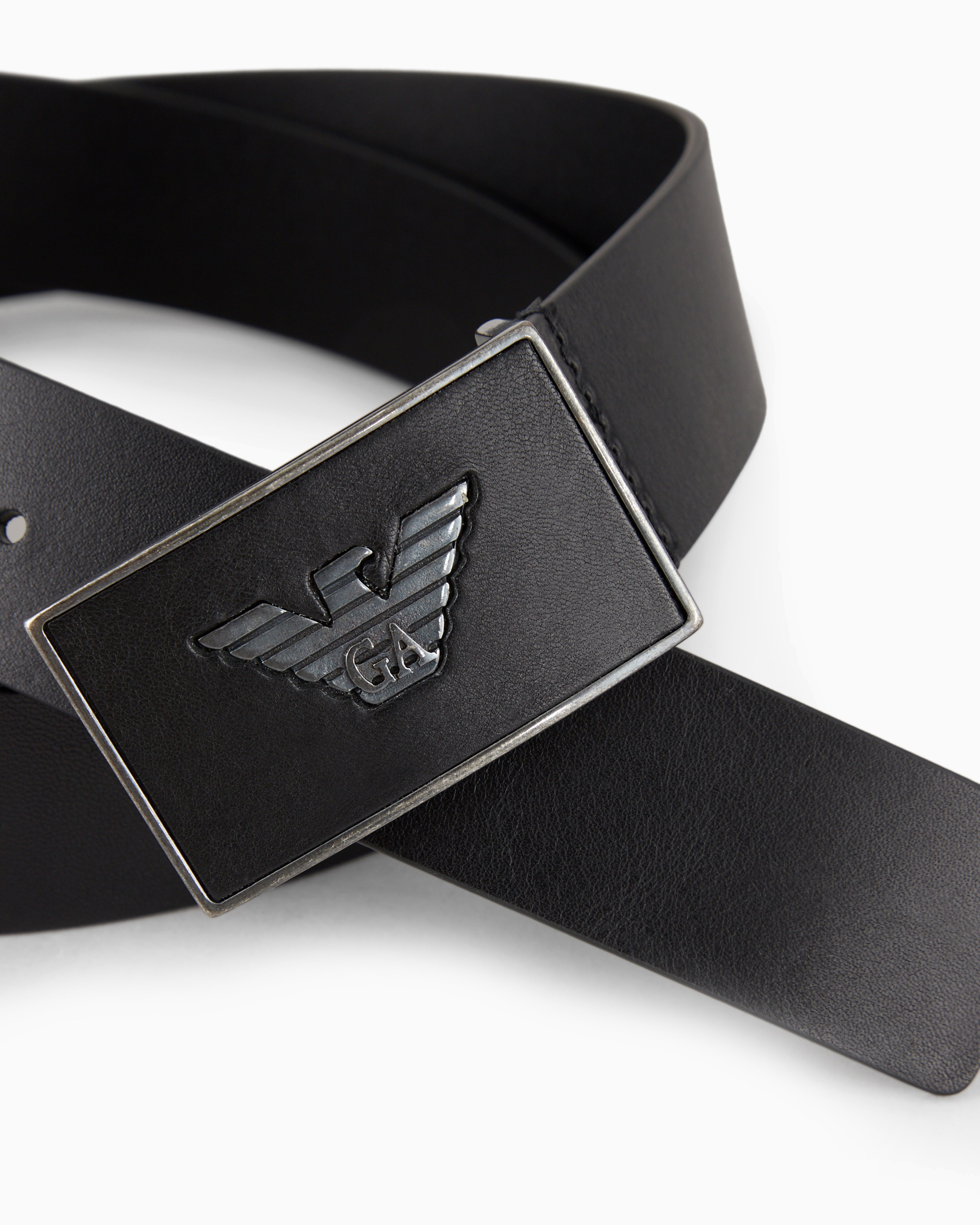 Emporio Armani Leather belt with eagle plate