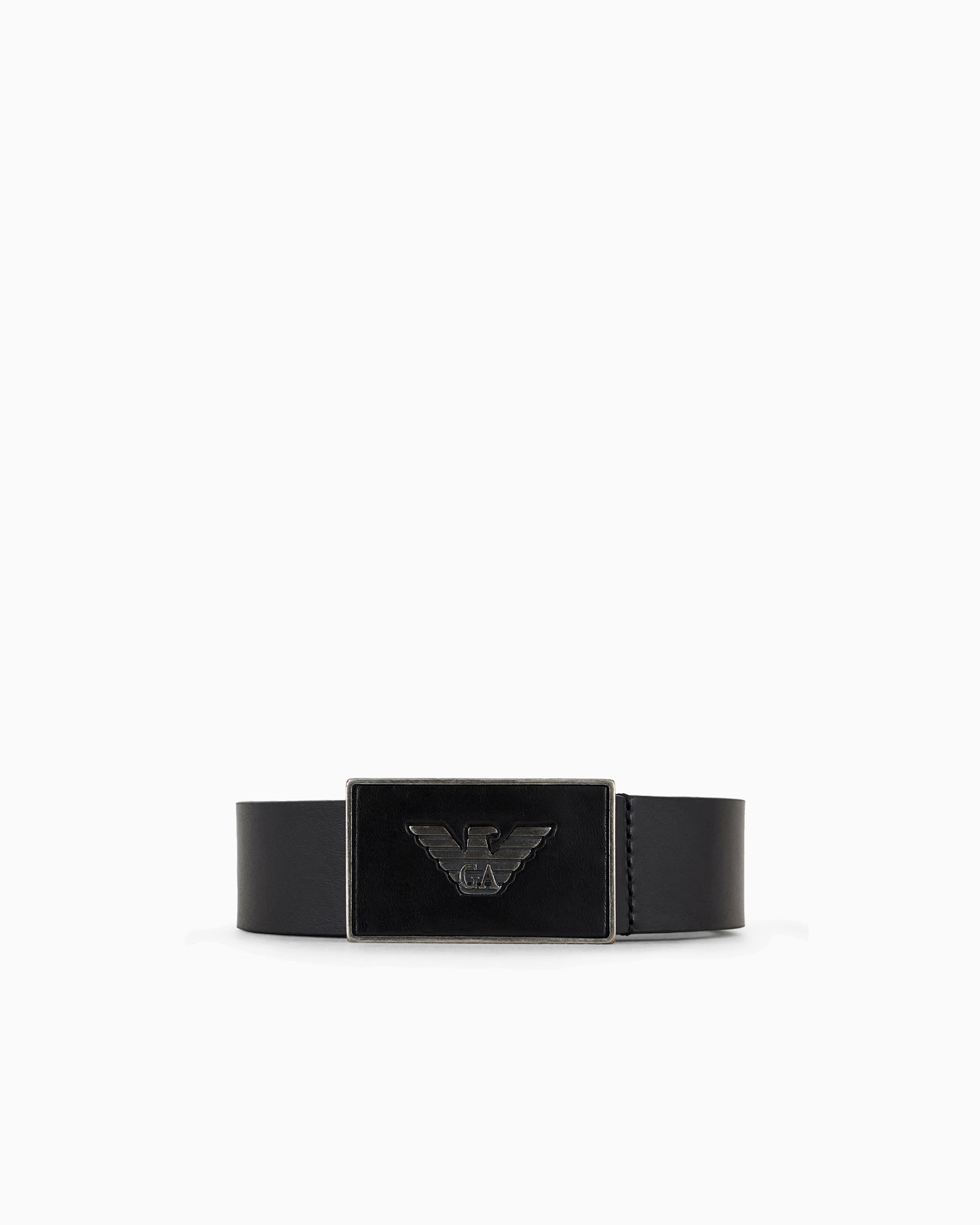 Emporio Armani Leather belt with eagle plate