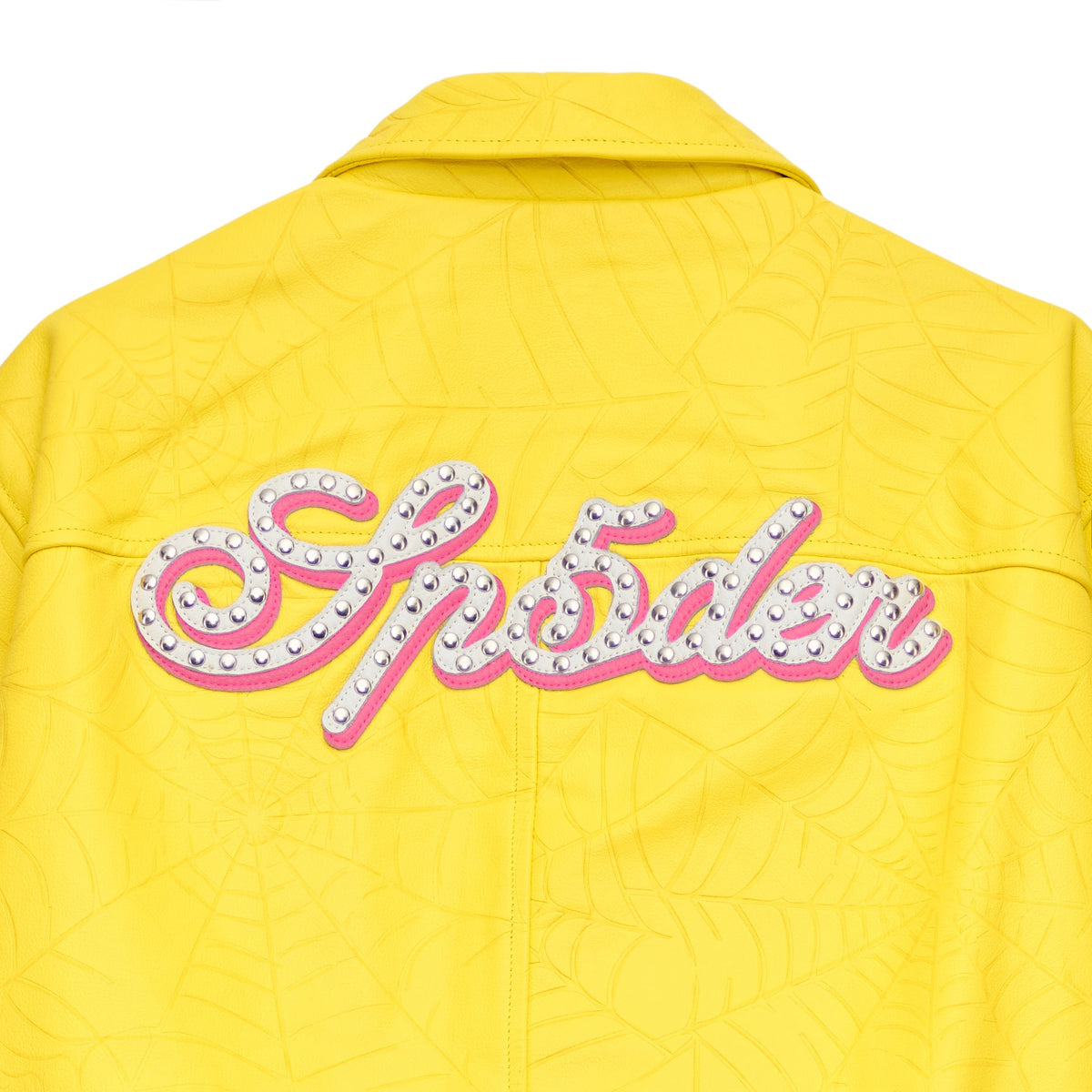 Sp5der Debossed WEB Leather Jacket