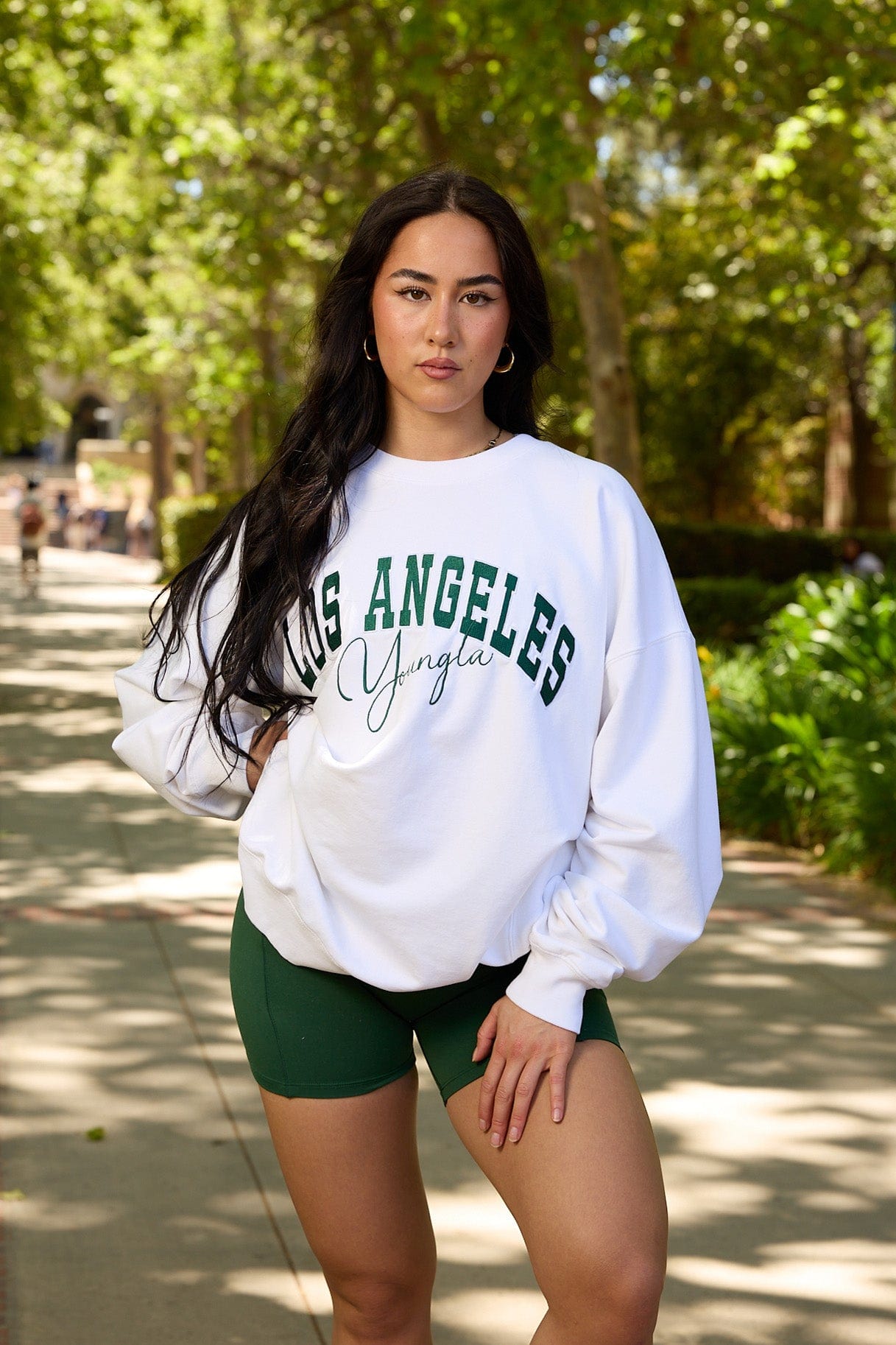 YoungLA W563 Varsity Crewneck White/Green