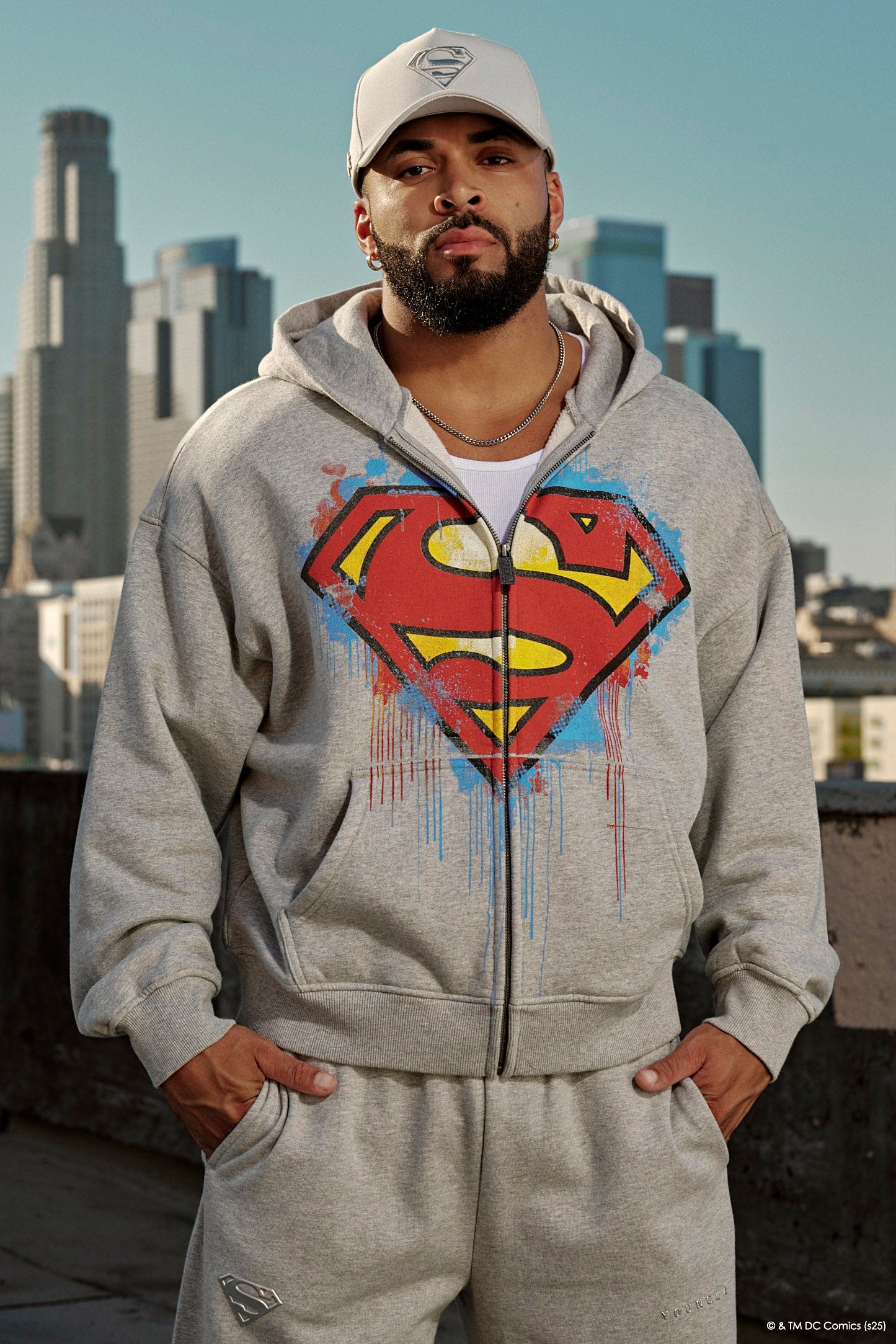 YoungLA 5011 - Superman Drip Zip-Ups Heather Grey