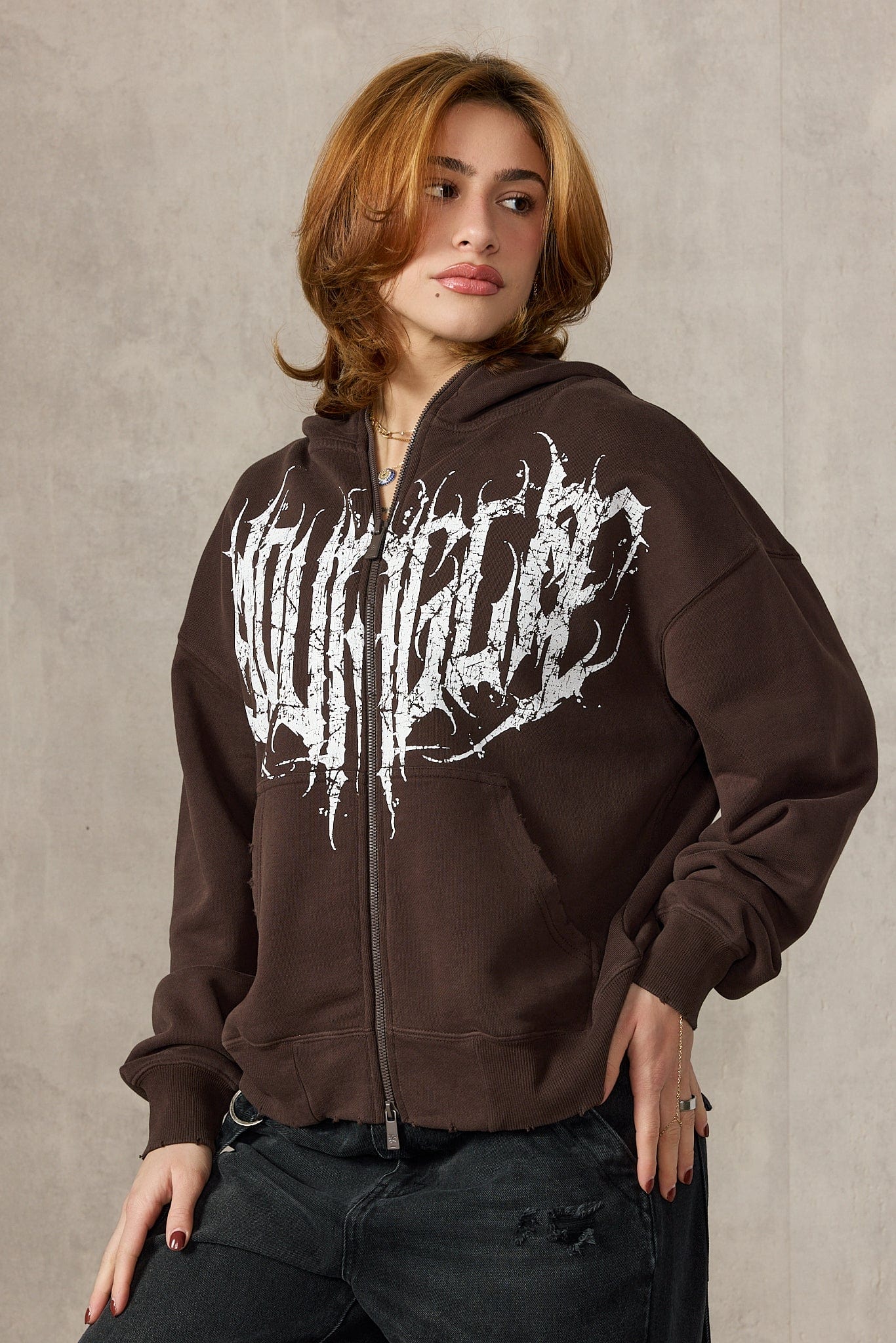 YoungLA W529 Shut Your Mouth Hoodie Brown