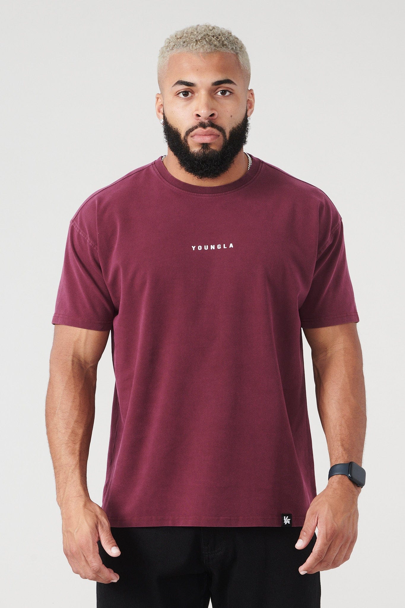 YoungLA 401 Essential Jacked Tees Burgundy Wash