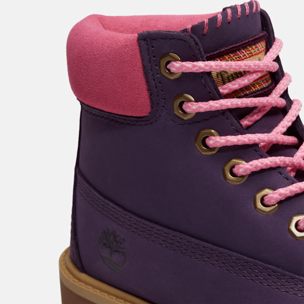 Youth Timberland Premium 6-Inch Waterproof Boot Dark Purple Nubuck/Pink