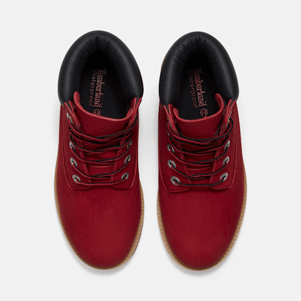 Youth Timberland Premium 6-Inch Waterproof Boot Red Nubuck/Black