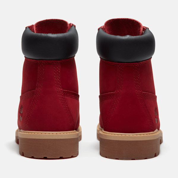 Youth Timberland Premium 6-Inch Waterproof Boot Red Nubuck/Black