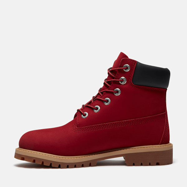 Youth Timberland Premium 6-Inch Waterproof Boot Red Nubuck/Black