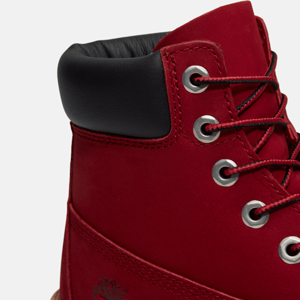 Youth Timberland Premium 6-Inch Waterproof Boot Red Nubuck/Black