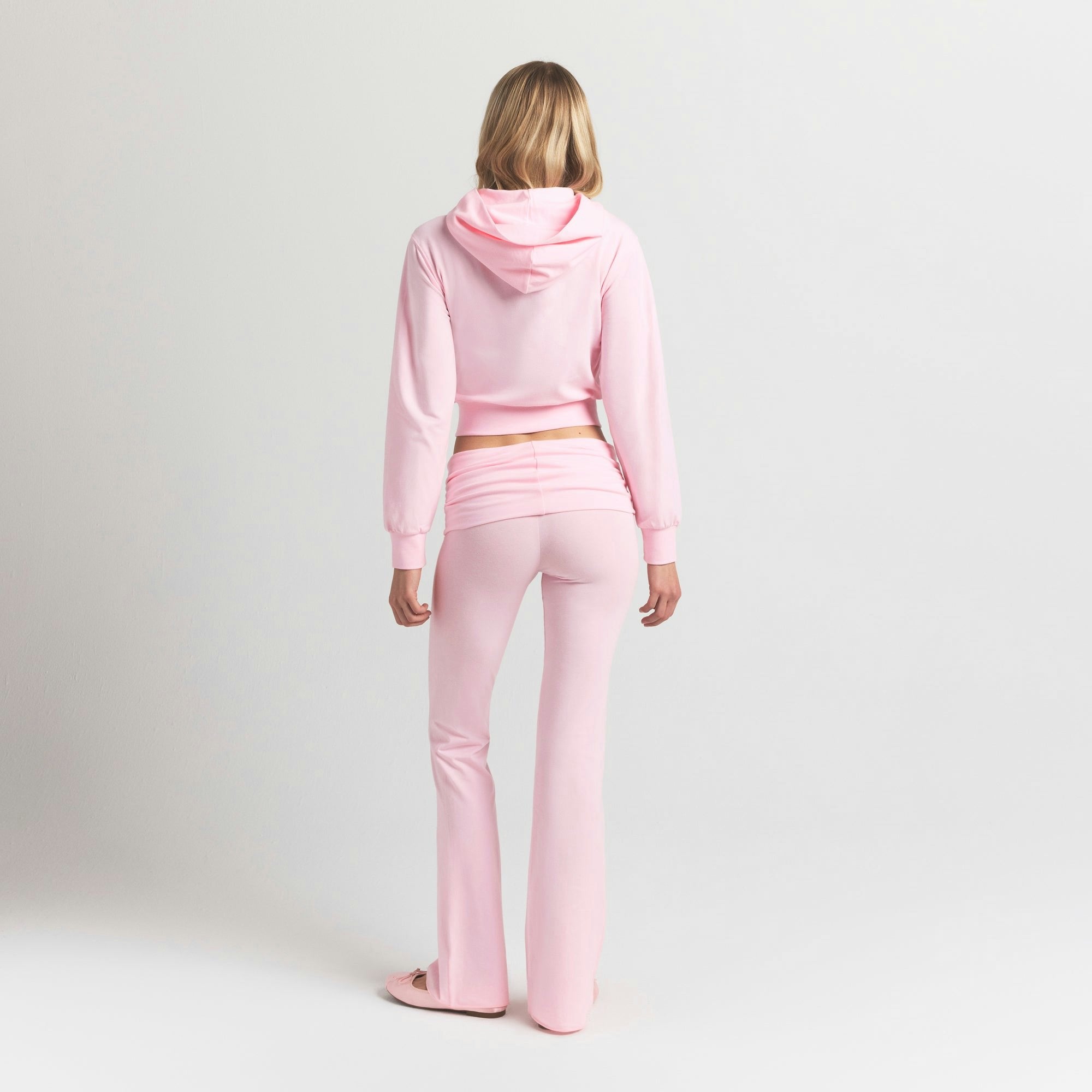 Skims Cotton Jersey Zip Up Hoodie Cherry Blossom