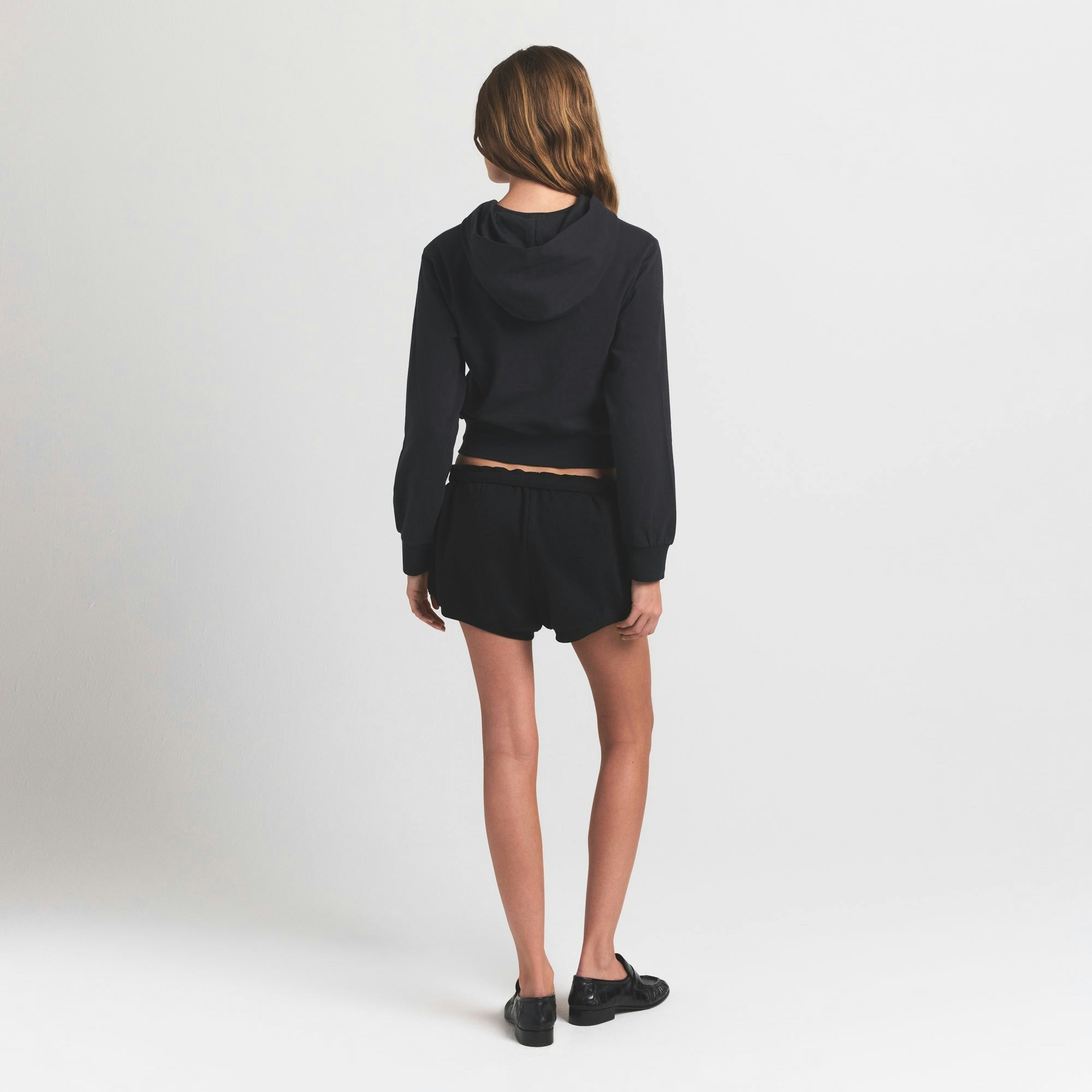 Skims Cotton Jersey Zip Up Hoodie Soot