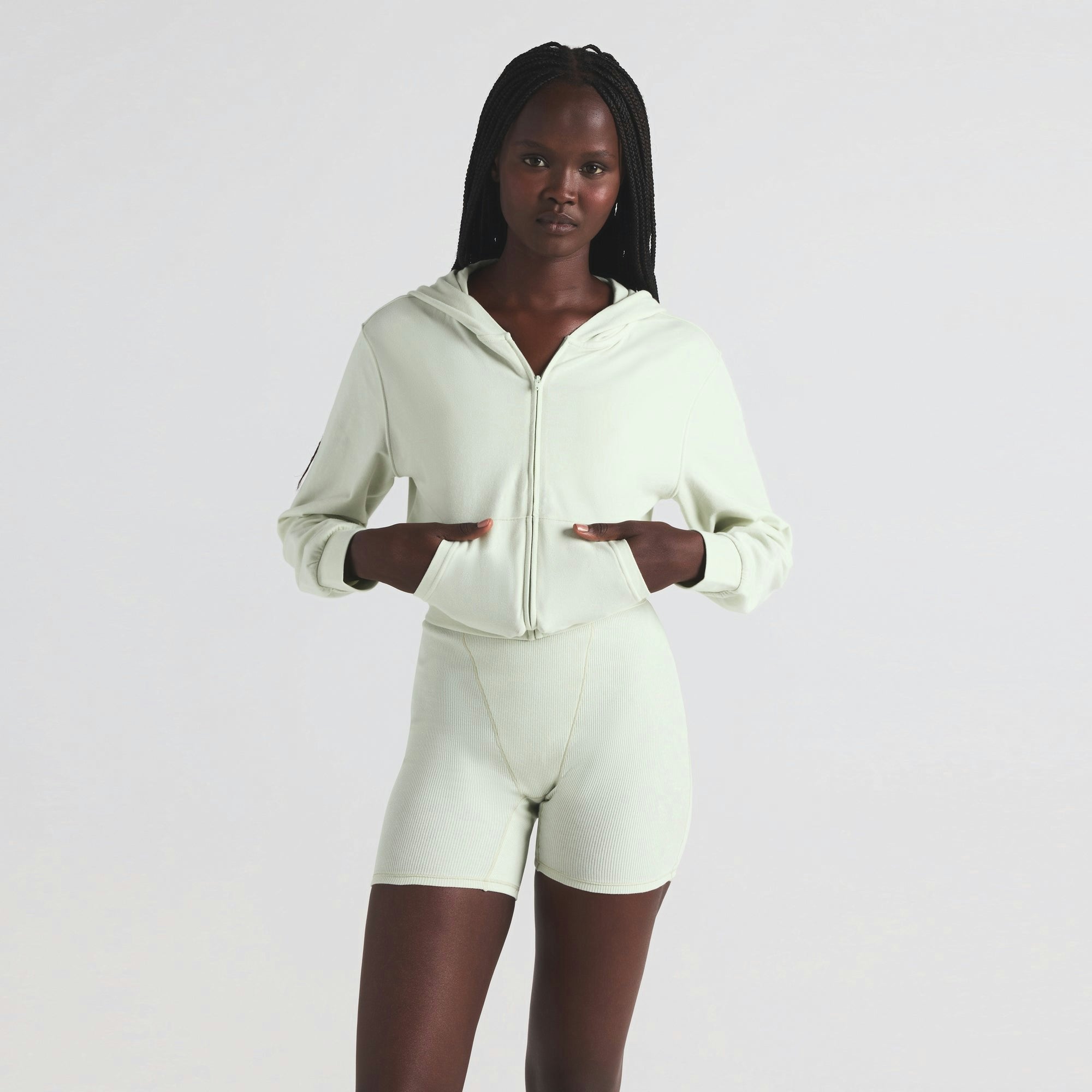 COTTON JERSEY ZIP UP HOODIE