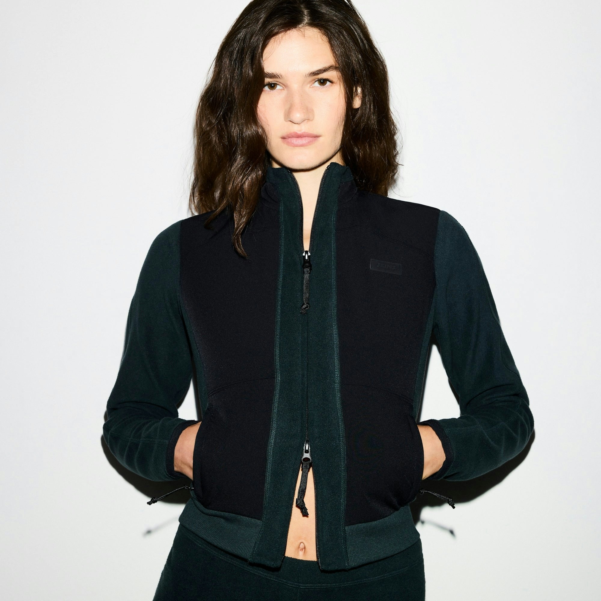 Skims Outdoor Fleece Fitted Jacket Dark Teal