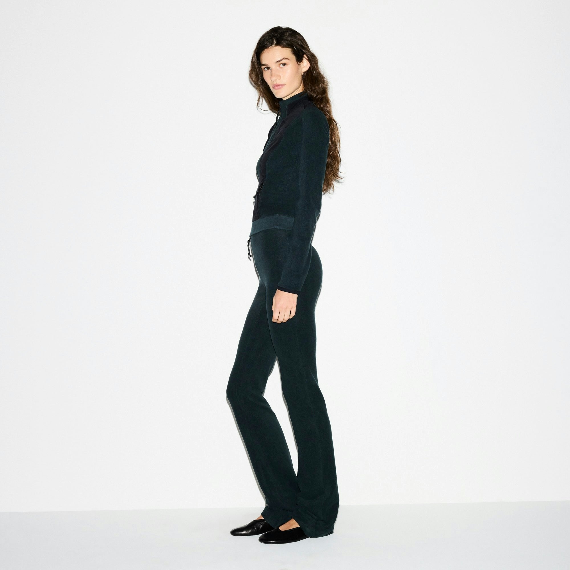 Skims Outdoor Fleece Fitted Jacket Dark Teal