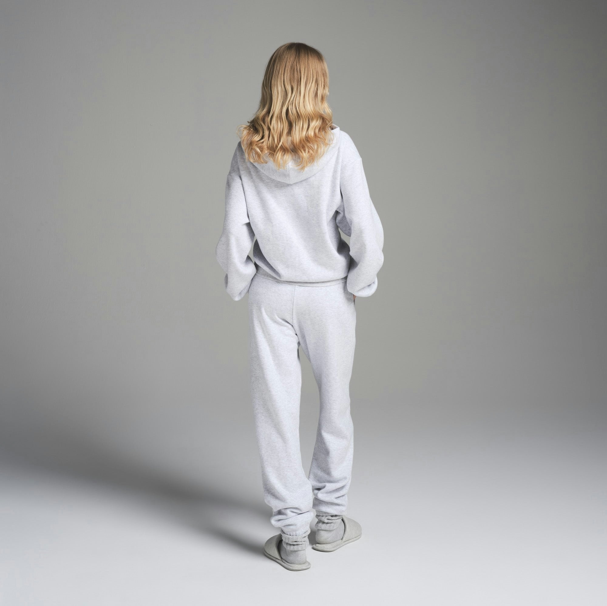 Skims Cotton Fleece Classic Zip Up Hoodie Light Heather Grey