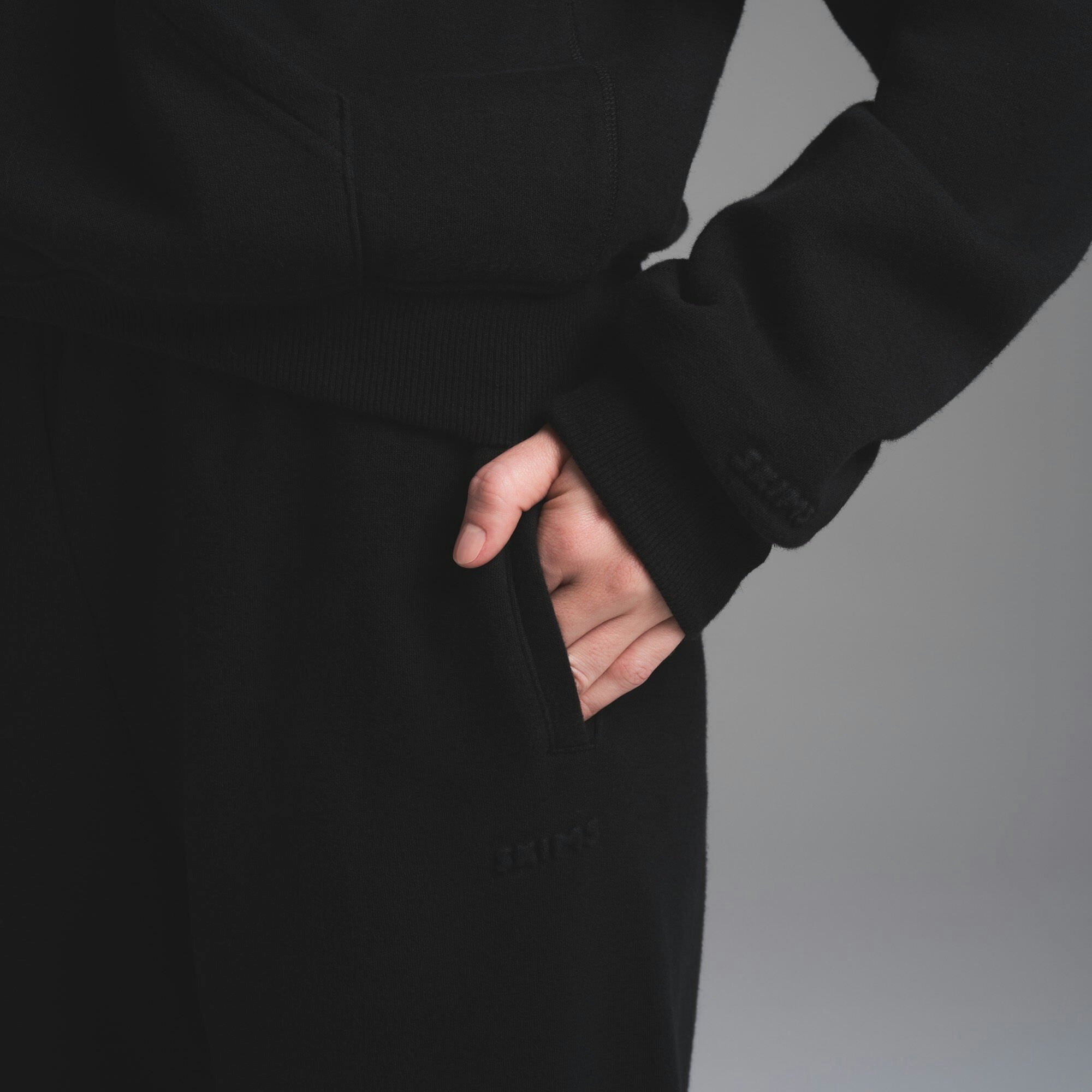 Skims Cotton Fleece Classic Zip Up Hoodie Onyx
