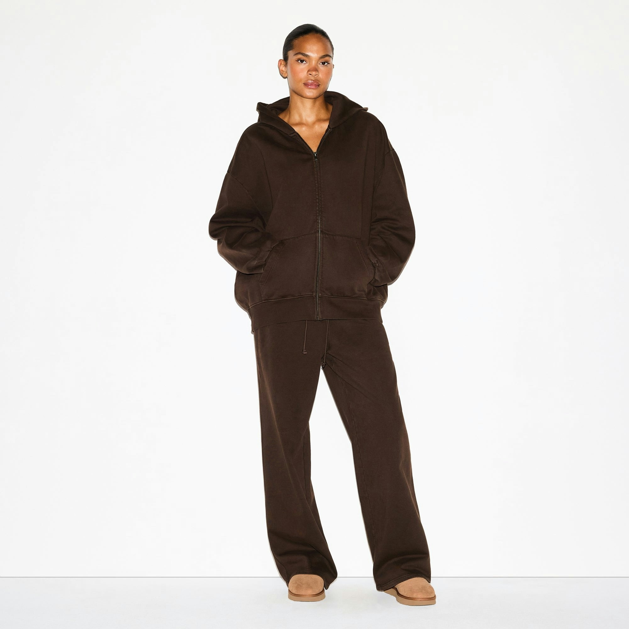 BOYFRIEND FLEECE ZIP UP HOODIE