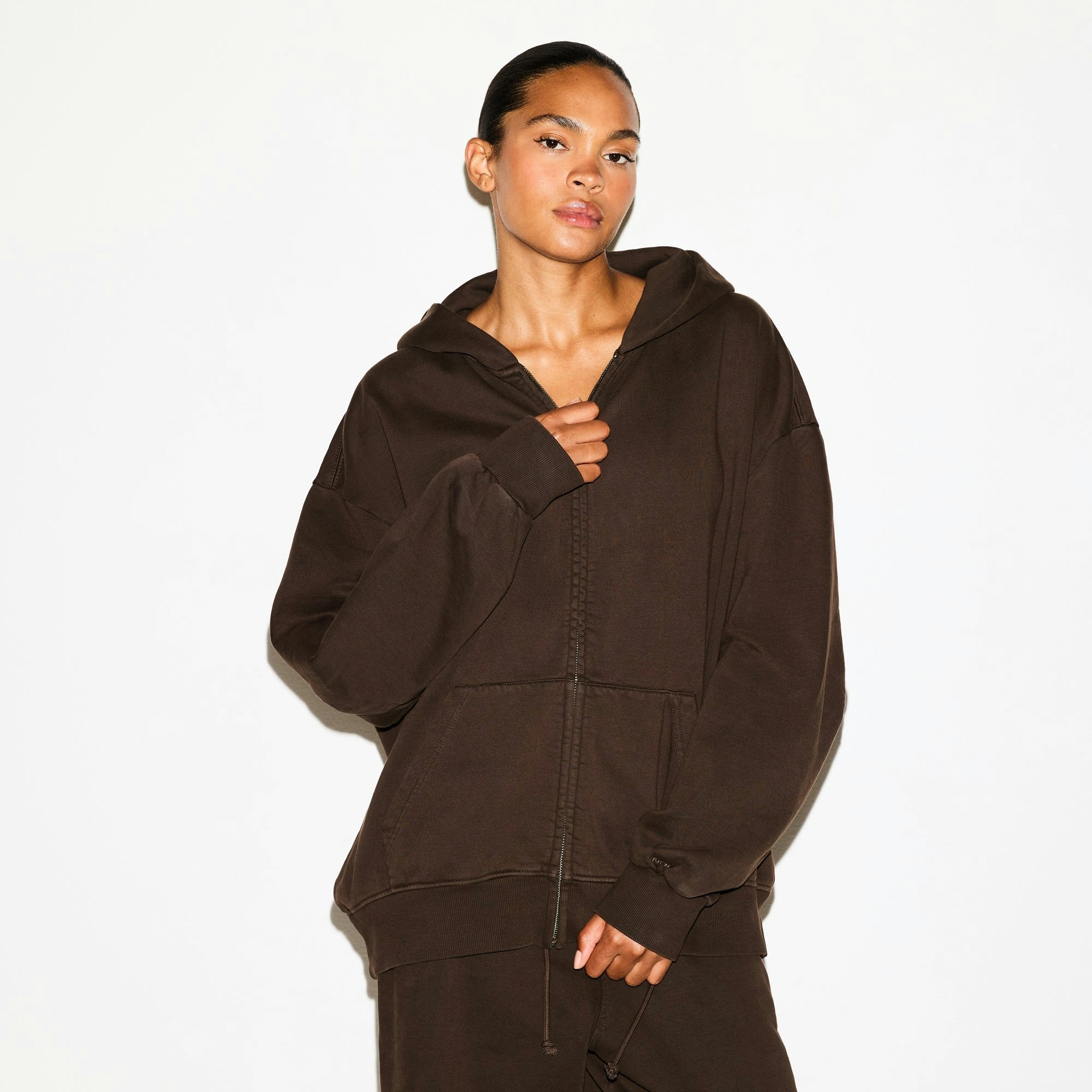 BOYFRIEND FLEECE ZIP UP HOODIE