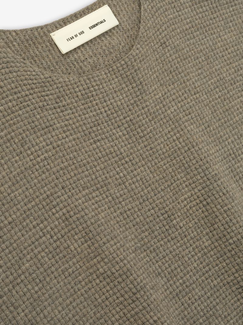 Essentials Waffle Crewneck 90S Sweater Homestead Heather