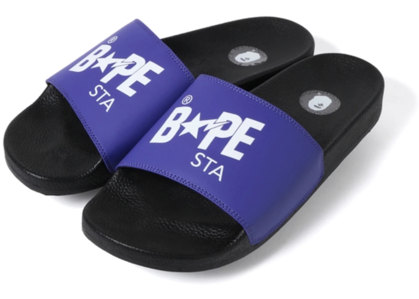 a bathing ape bape sta slide black purple