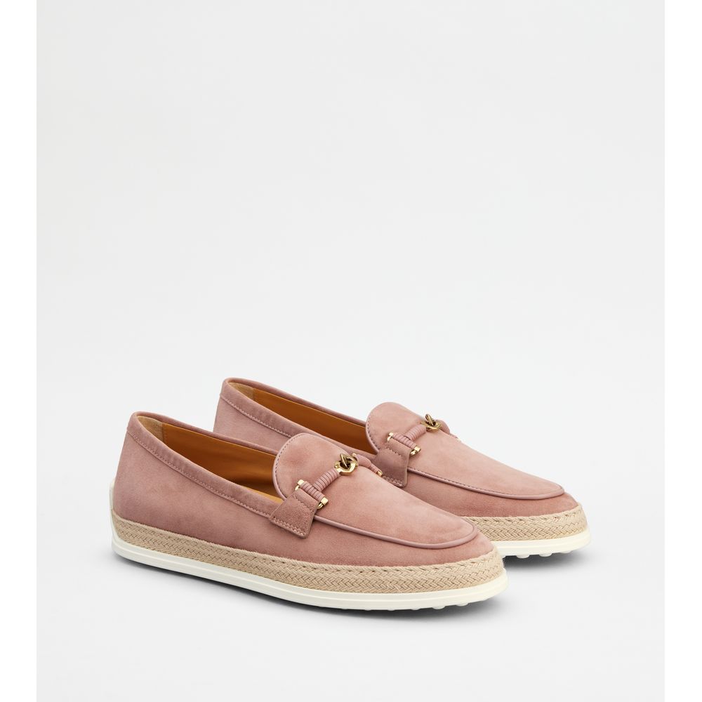 Tods Loafers In Suede Pink Womens