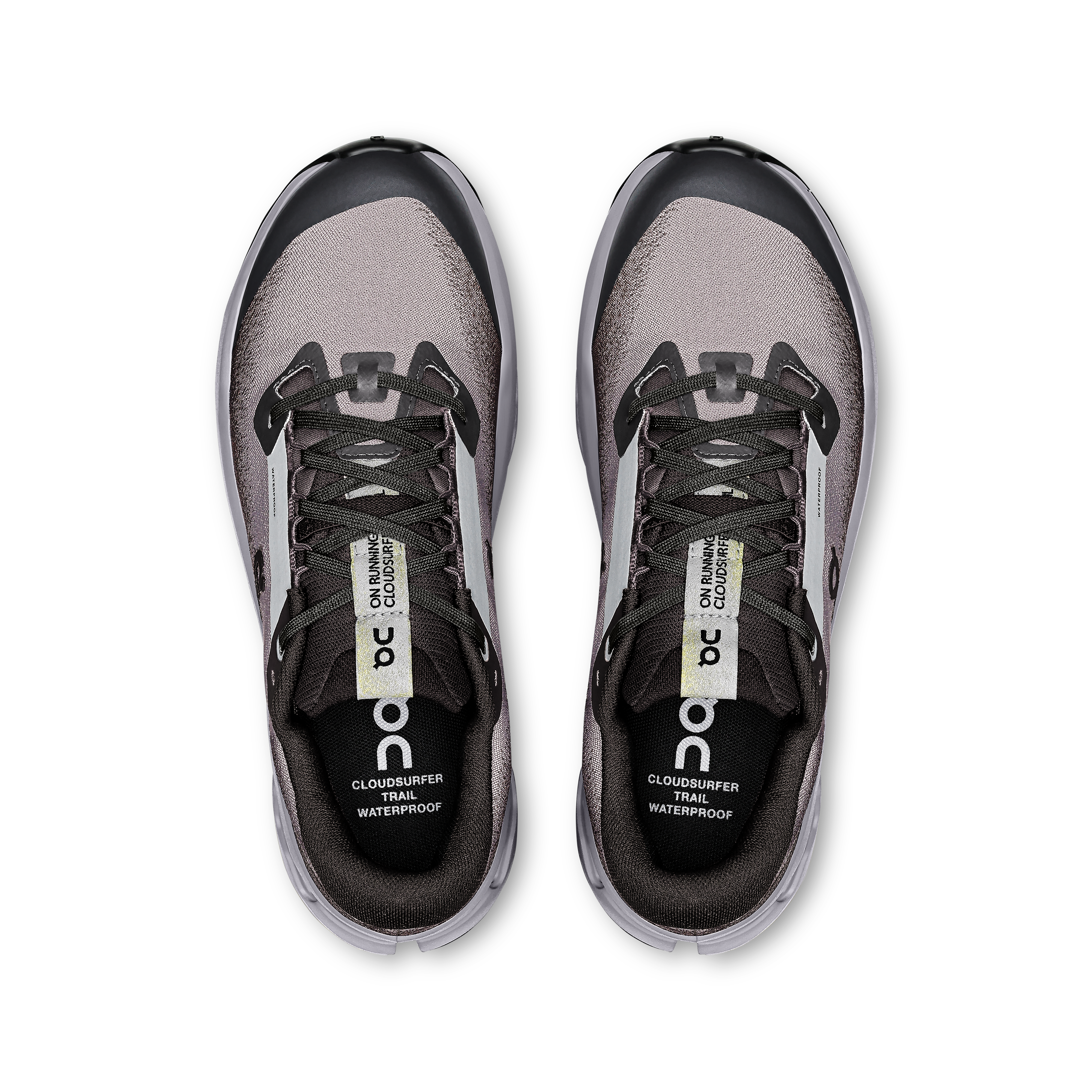 on running cloudsurfer trail 2 waterproof black lilac (women's)