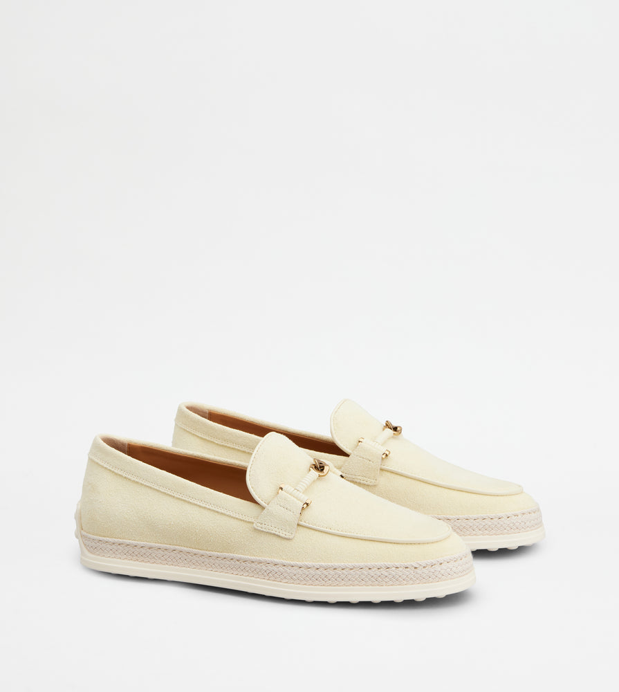 Tods Loafers In Suede Yellow Womens
