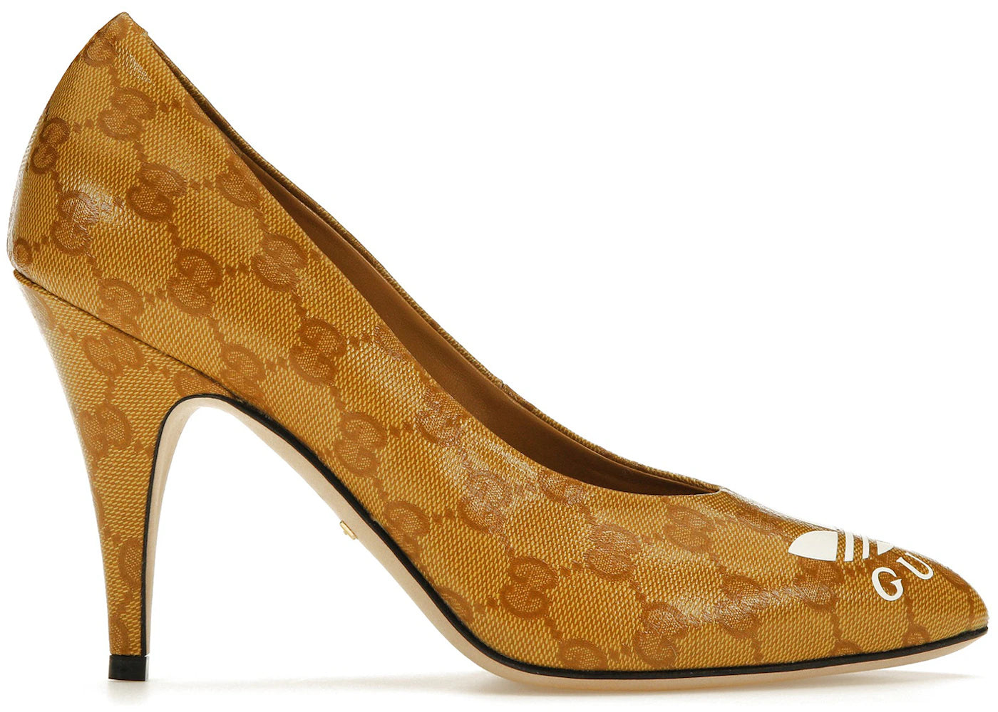 adidas x gucci gg 95mm pump beige leather