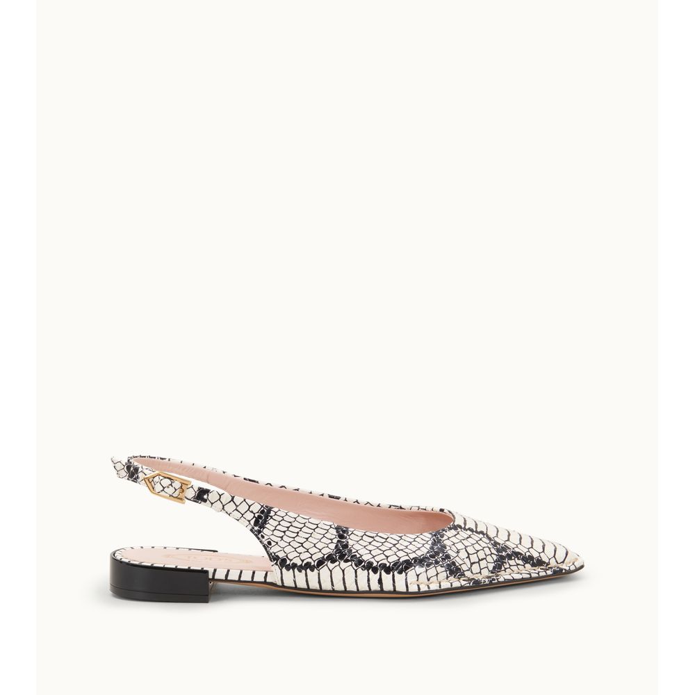 Tods Slingback In Reptile White Womens