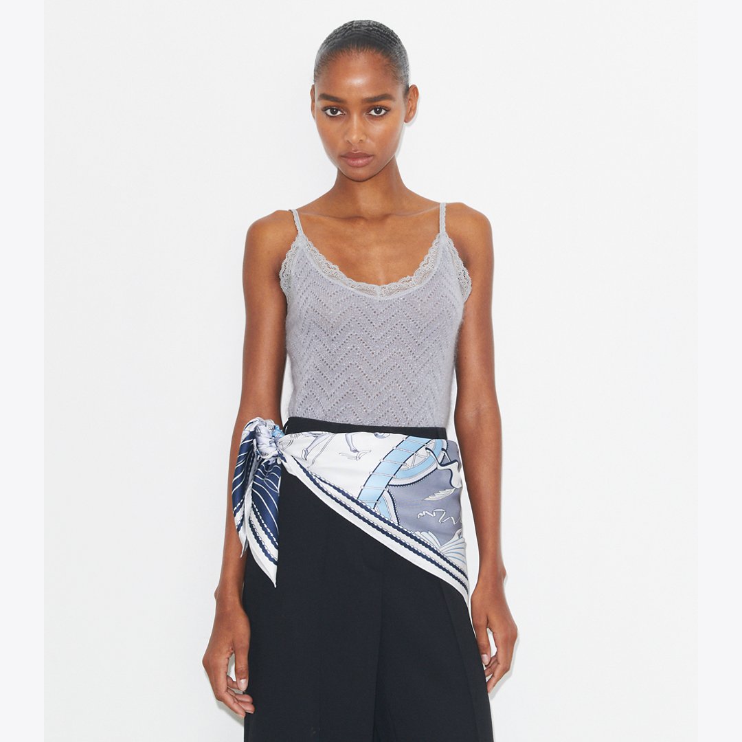 Tory Burch Aeronauts Double-Sided Silk Square Blue
