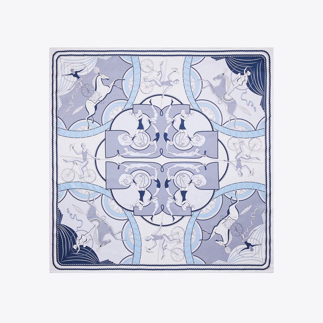 Tory Burch Aeronauts Double-Sided Silk Square Blue