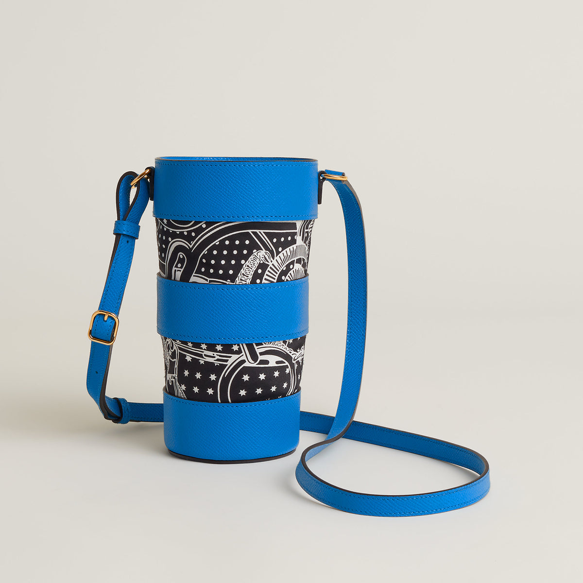 Hermes Avecsoie In The Pocket Water Bottle Holder Bleu Zanzibar
