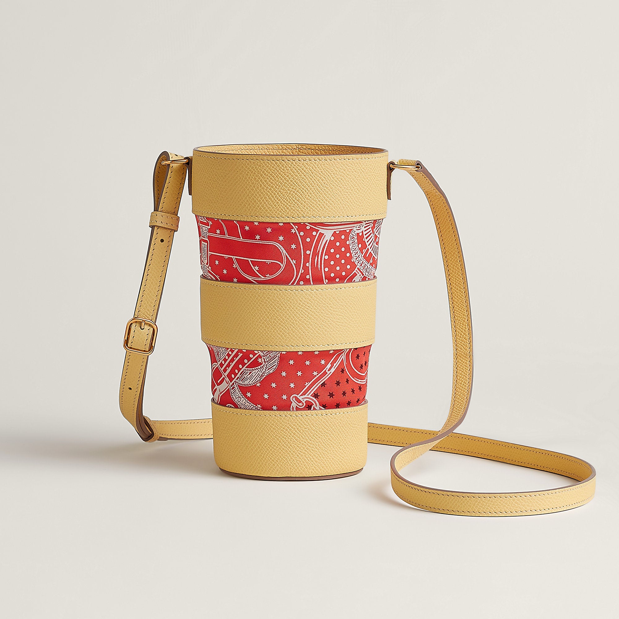 Hermes Avecsoie In The Pocket Water Bottle Holder Jaune Poussin