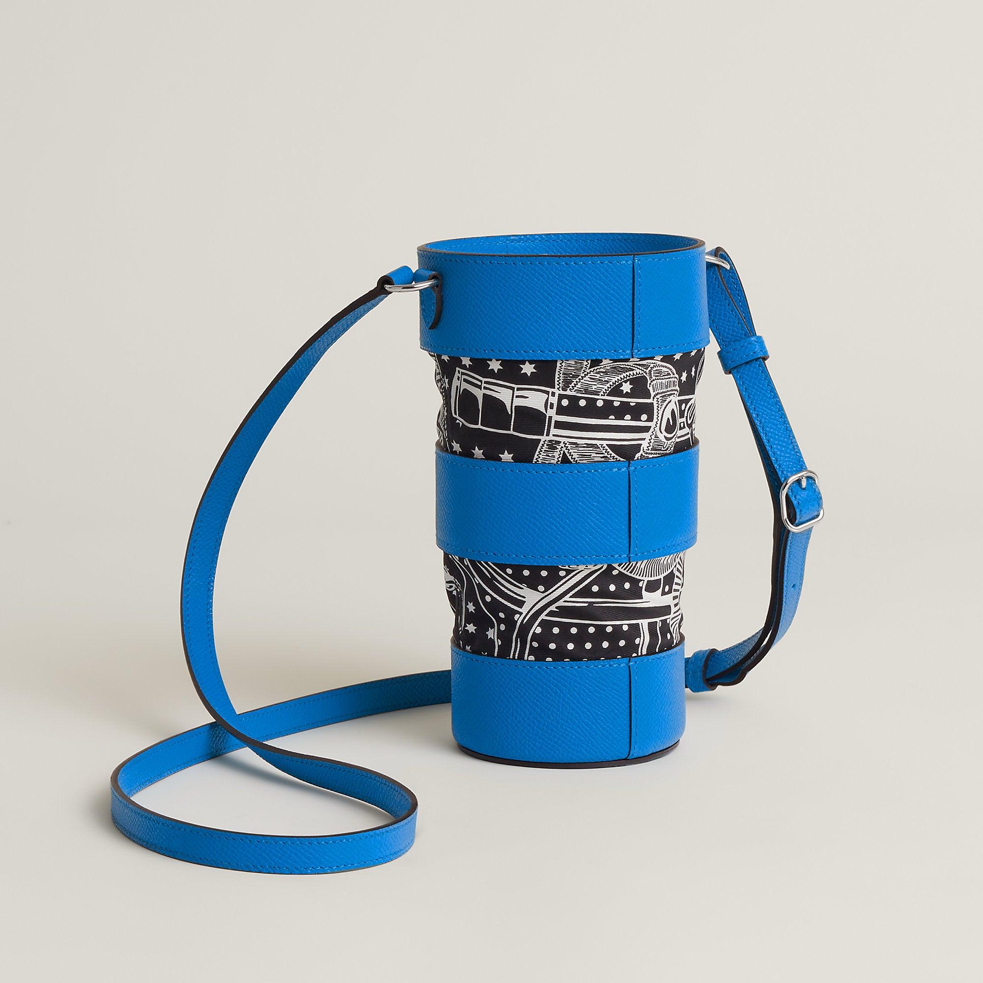 Hermes Avecsoie In The Pocket Water Bottle Holder Bleu Zanzibar