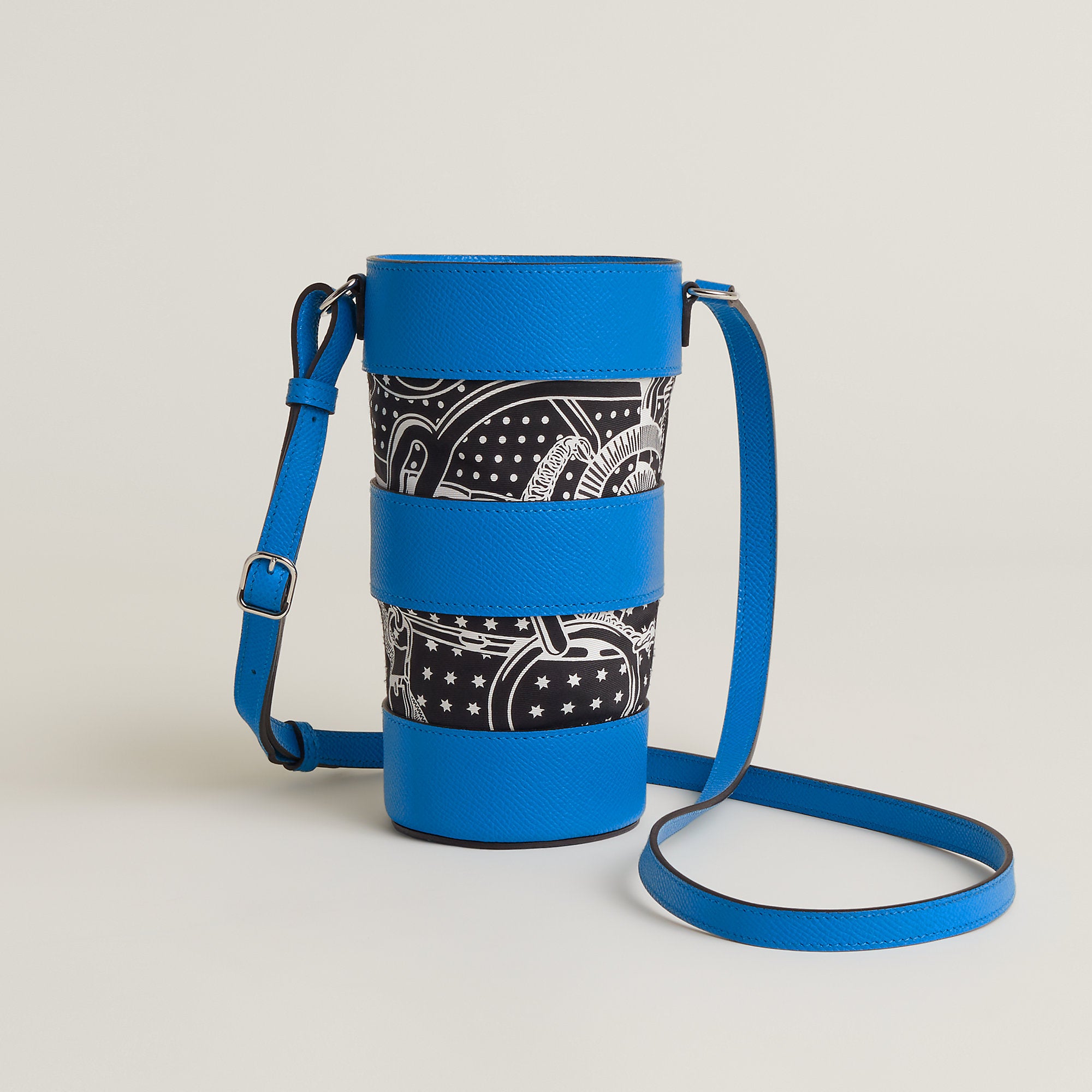 Hermes Avecsoie In The Pocket Water Bottle Holder Bleu Zanzibar