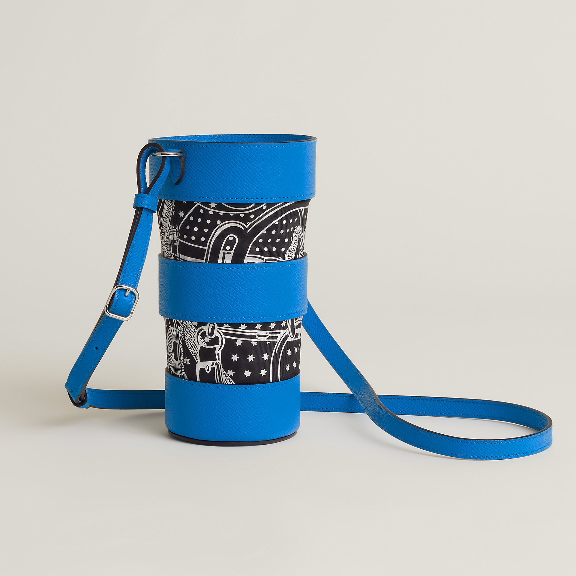 Hermes Avecsoie In The Pocket Water Bottle Holder Bleu Zanzibar