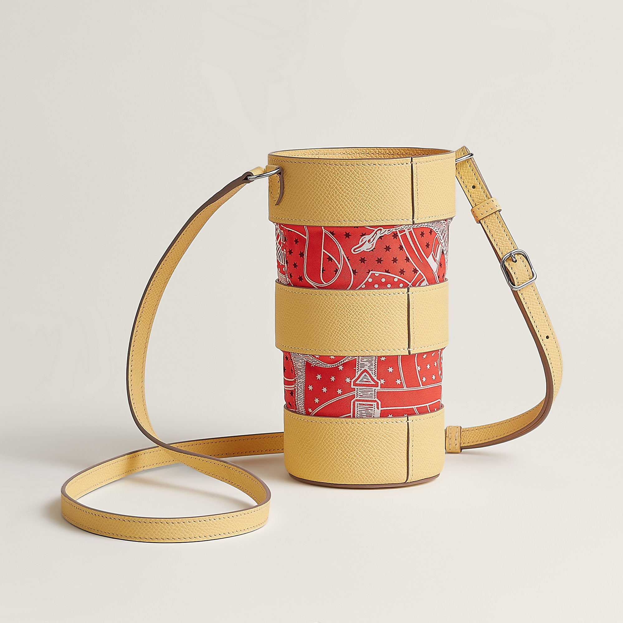 Hermes Avecsoie In The Pocket Water Bottle Holder Jaune Poussin