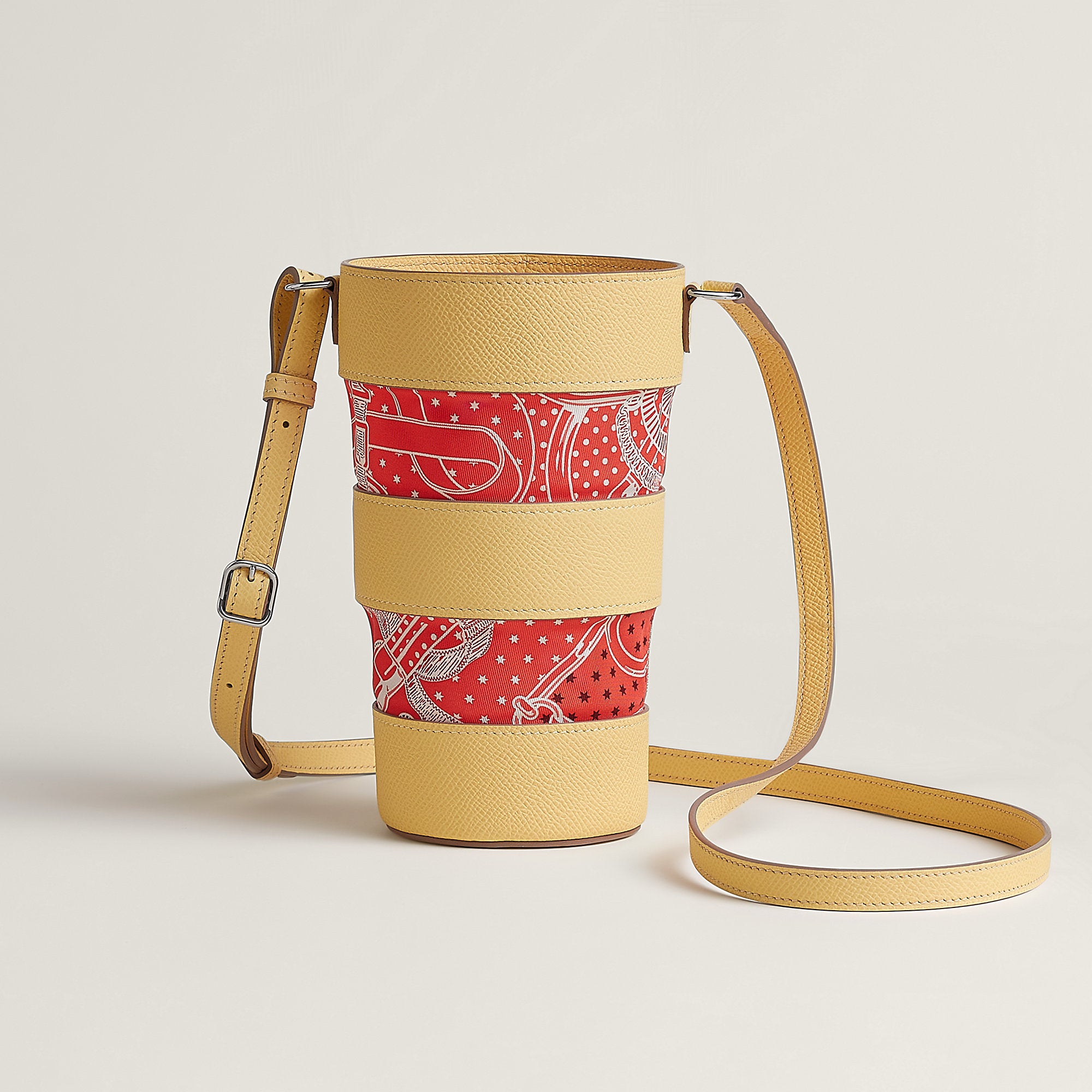 Hermes Avecsoie In The Pocket Water Bottle Holder Jaune Poussin