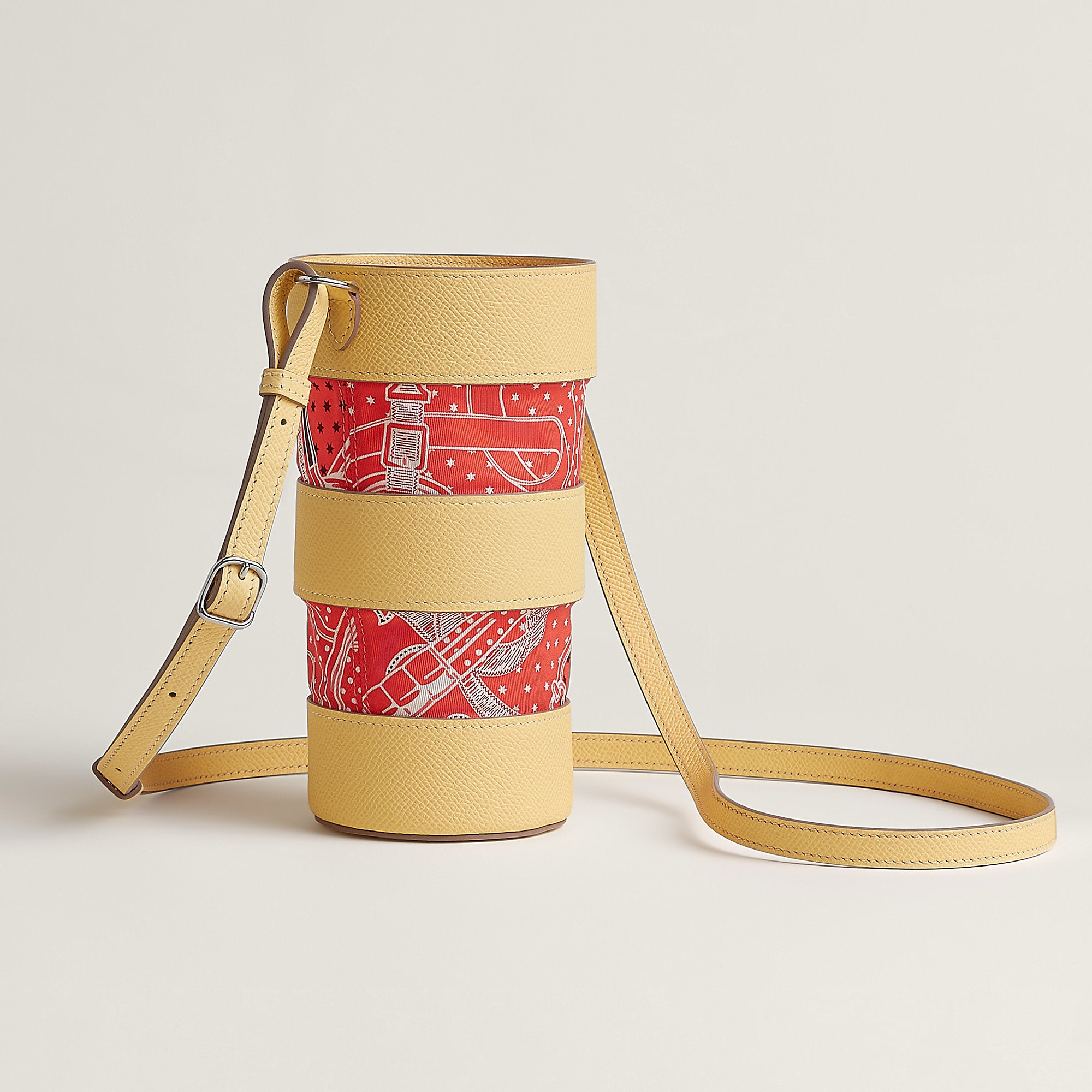 Hermes Avecsoie In The Pocket Water Bottle Holder Jaune Poussin