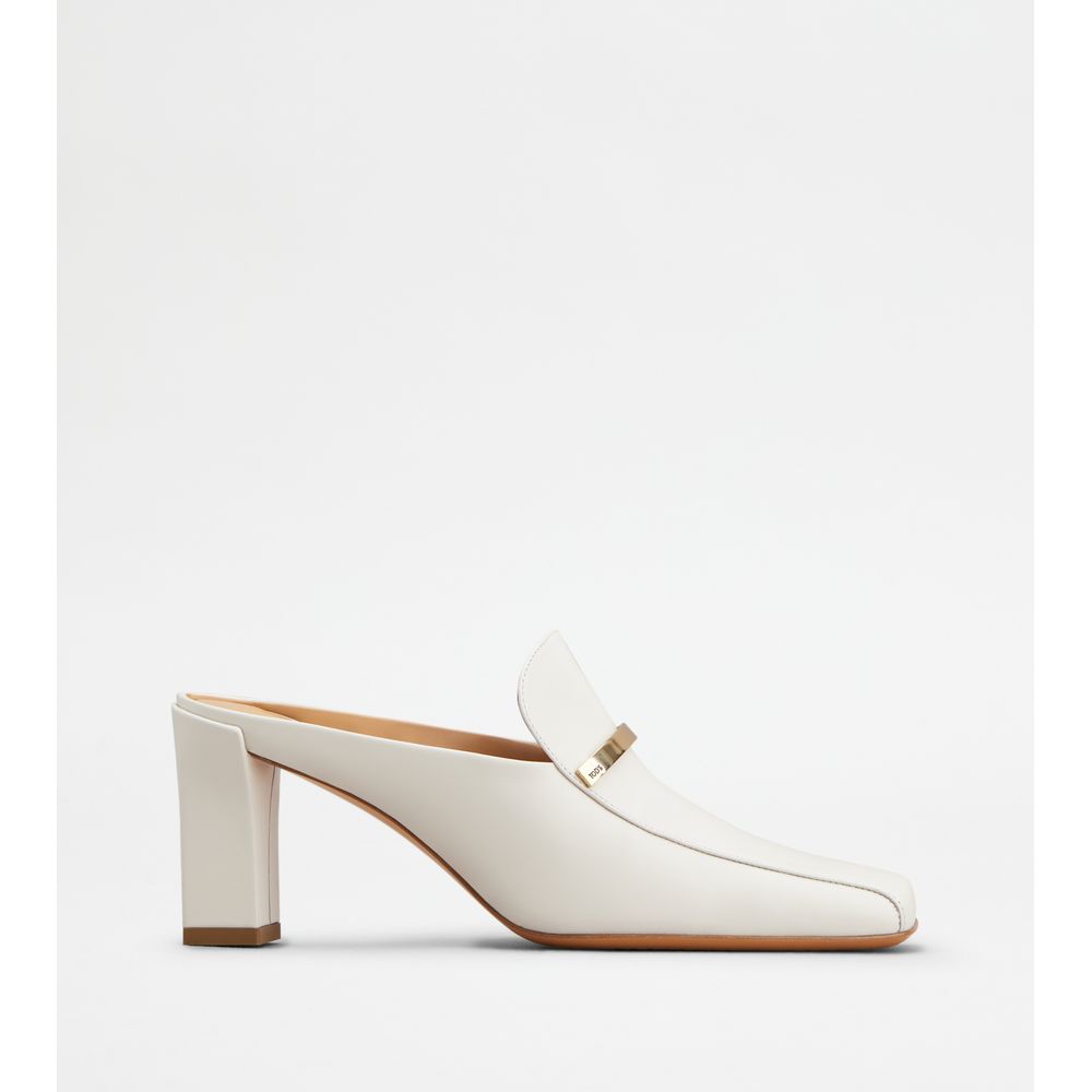 Tods Mules In Leather White Womens