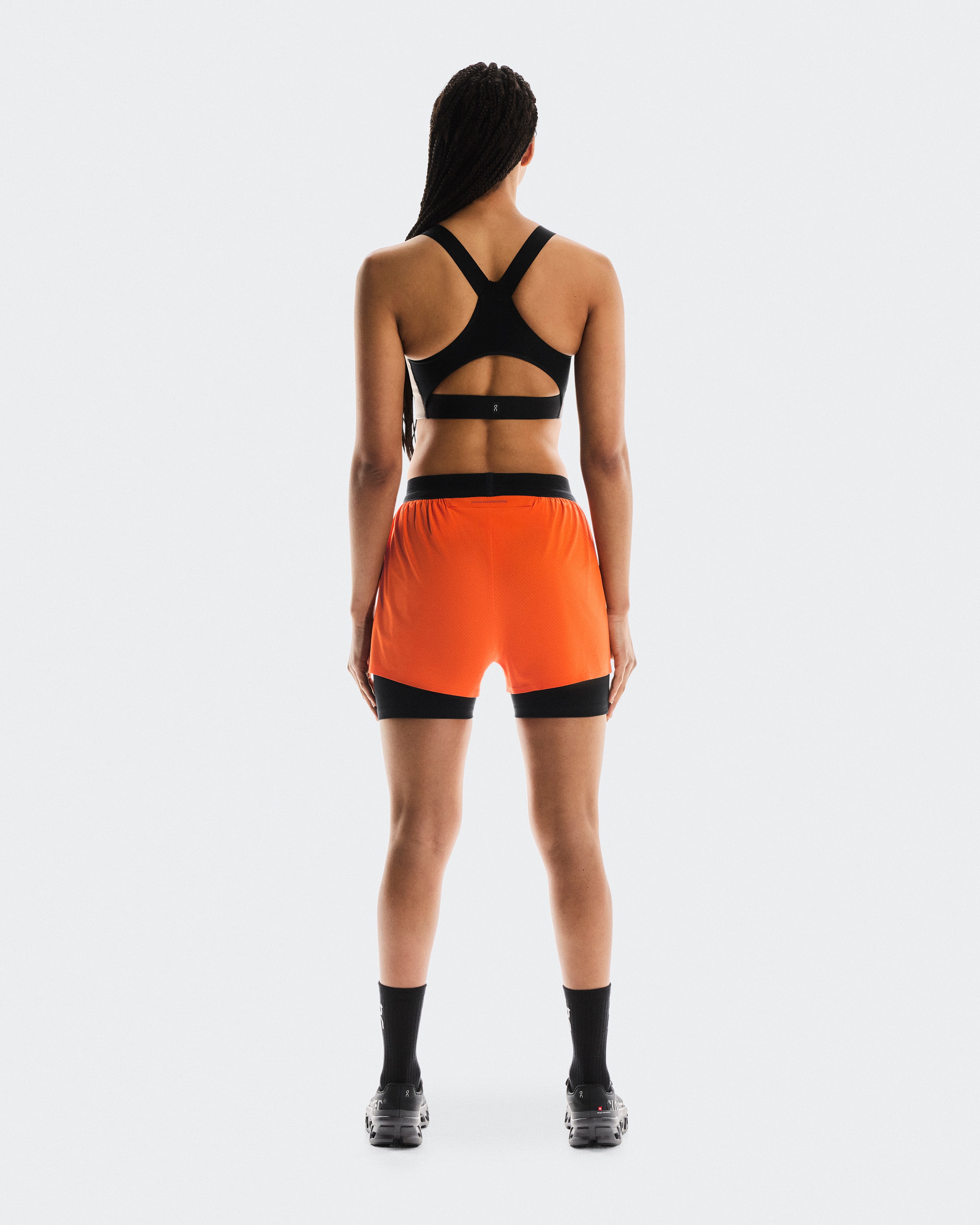 On 3" Performance 2/1 Shorts Flame | Black (Women'S)