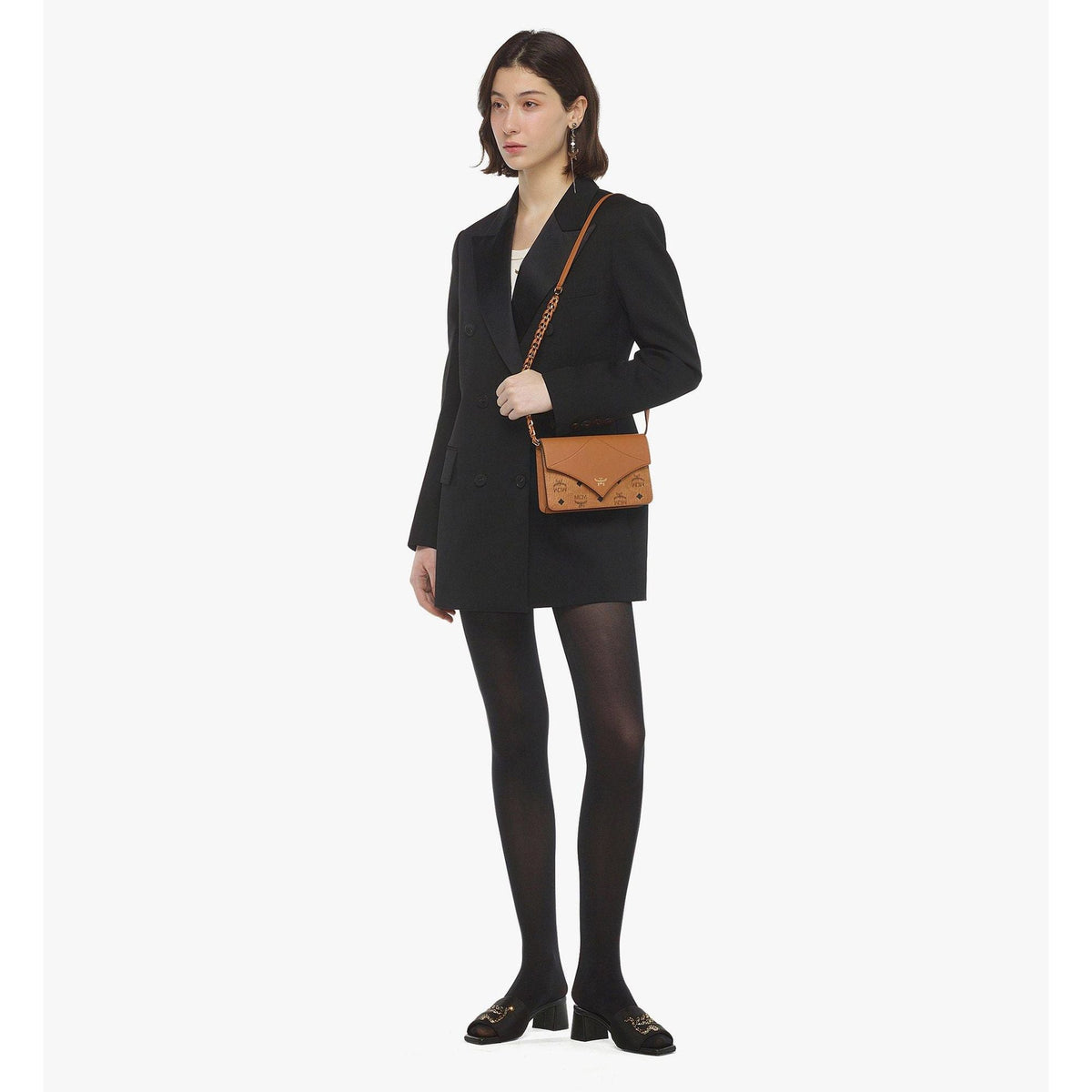 MCM Diamond Shoulder Bag In Visetos Leather Mix