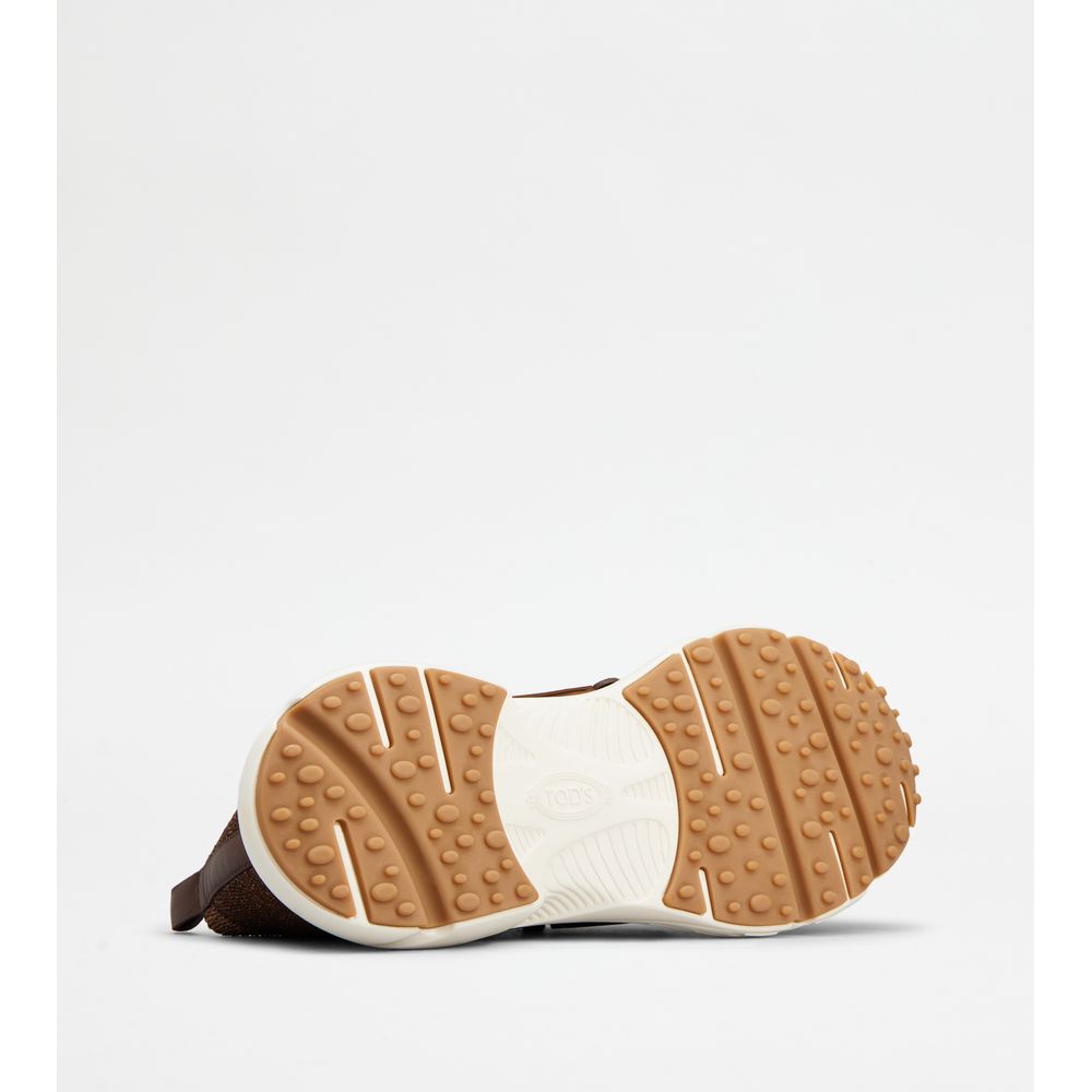Tods Kate Slip-On Sneakers In Fabric Brown Womens