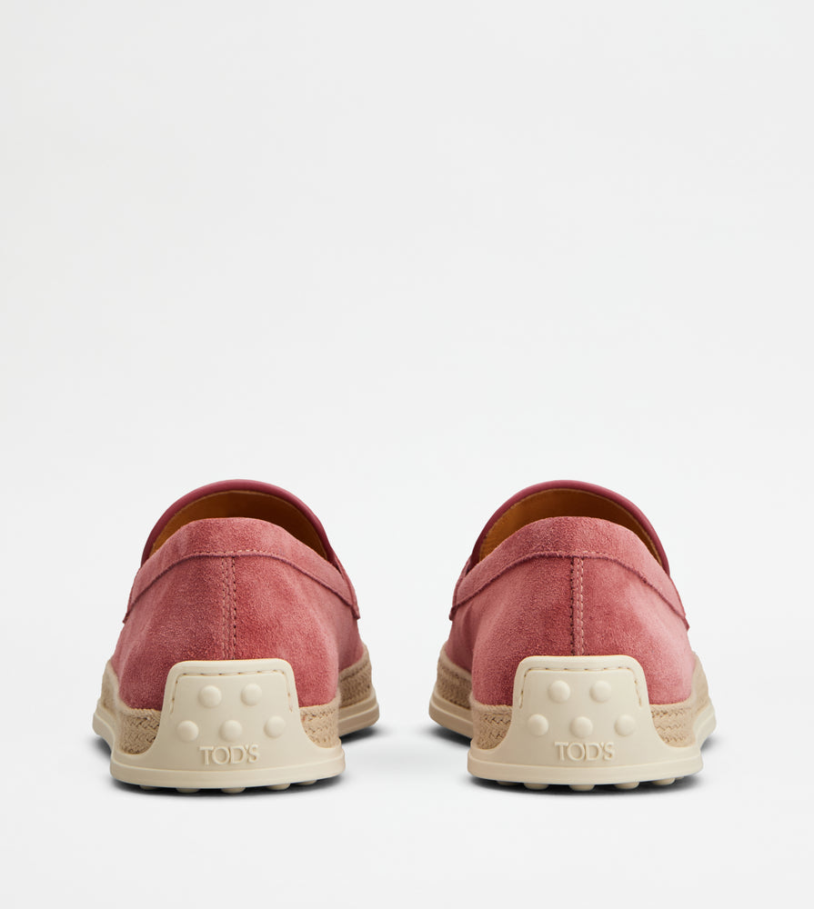 Tods Loafers In Suede Pink Womens