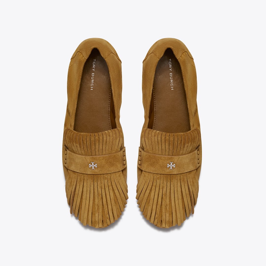 Tory Burch Ballet Fringe Loafer TOFFEE