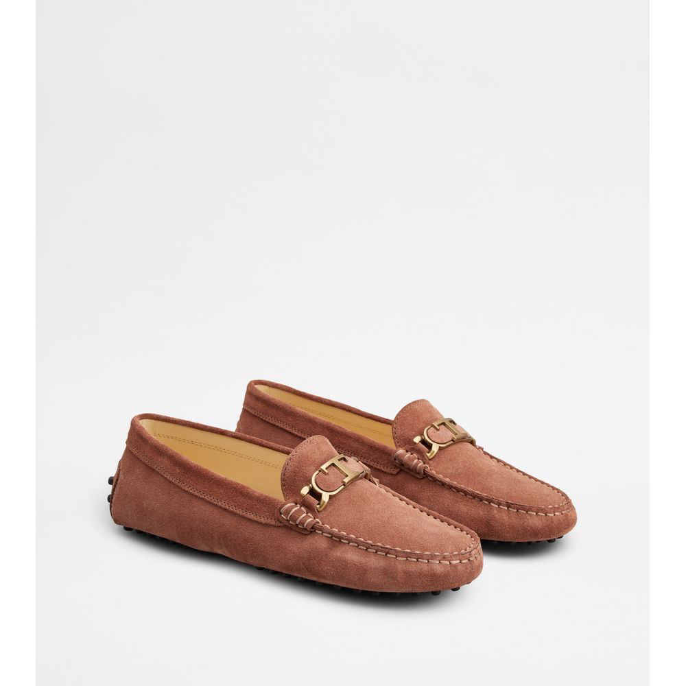 Tods Gommino Driving Shoes In Suede Brown Womens