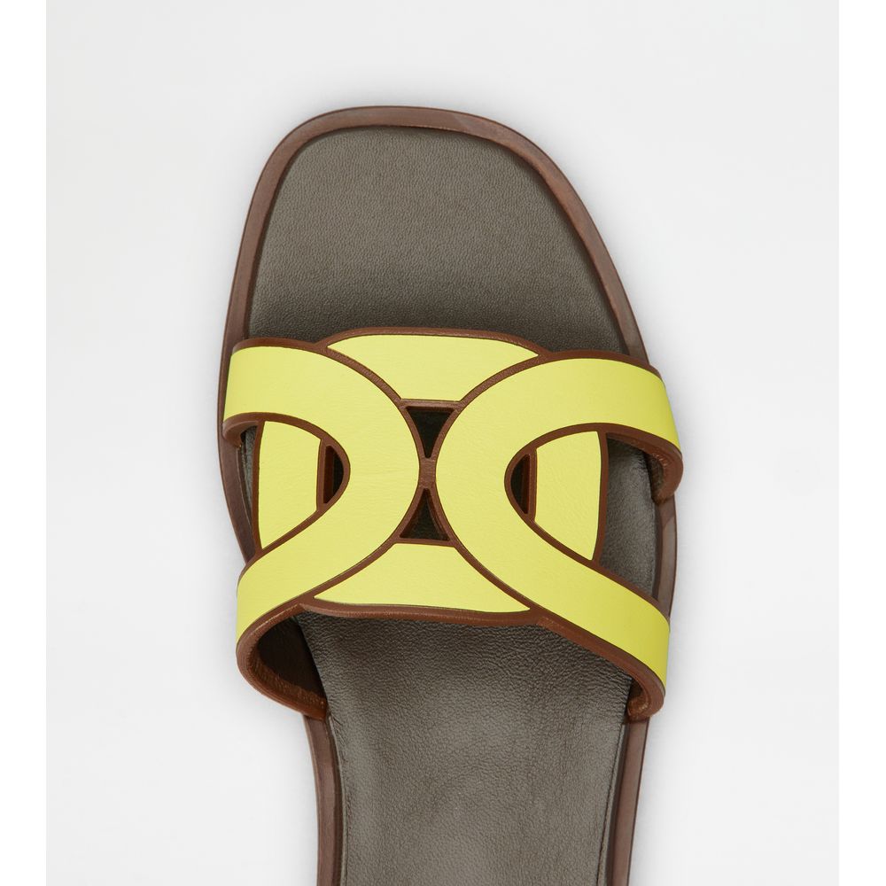 Tods Sandals In Leather Yellow Womens